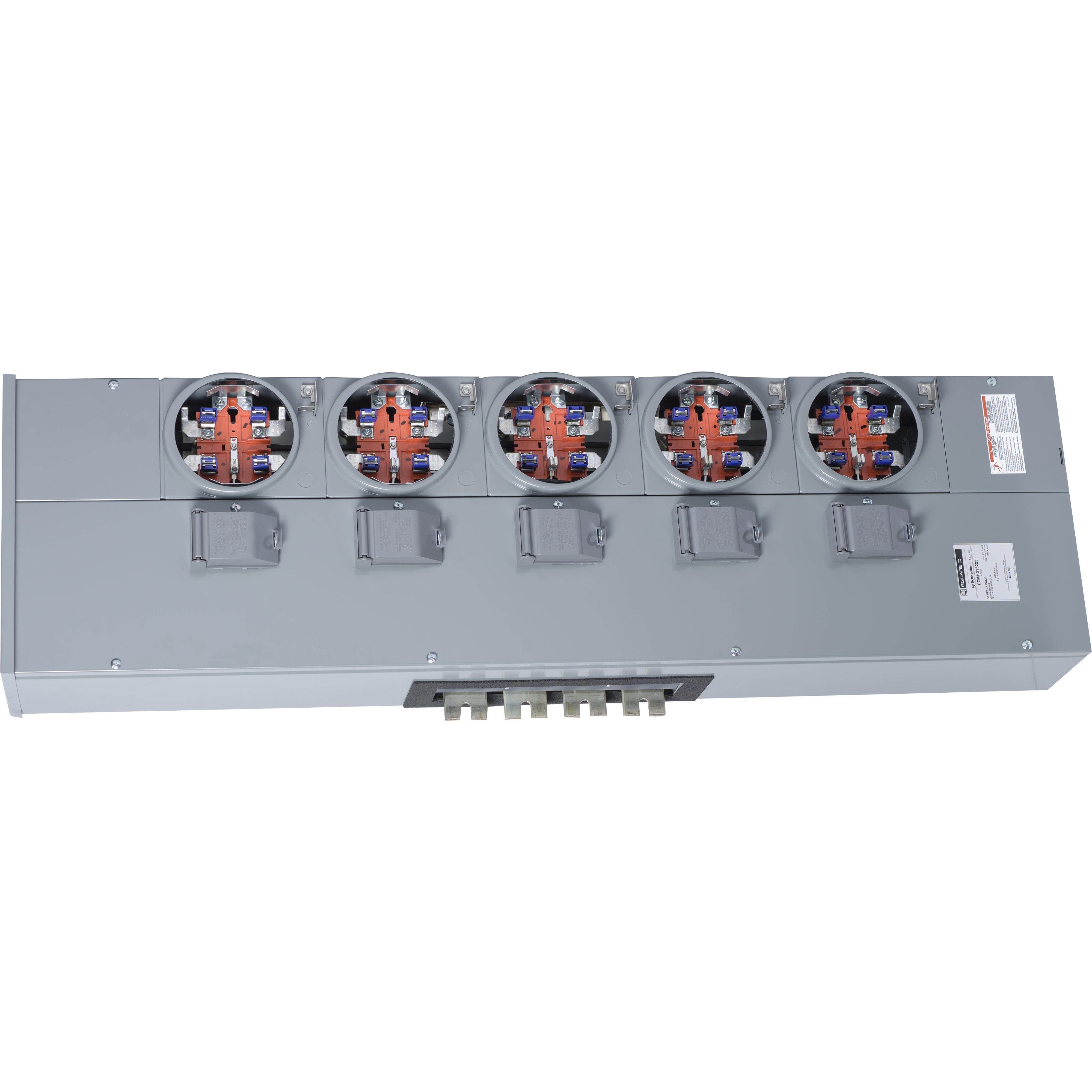 EZMH315225CU - Branch unit, EZ Meter-Pak, 225A, 5 x 5 jaw sockets, 208Y/120VAC, horn bypass, ringless, 1200A Cu busbar