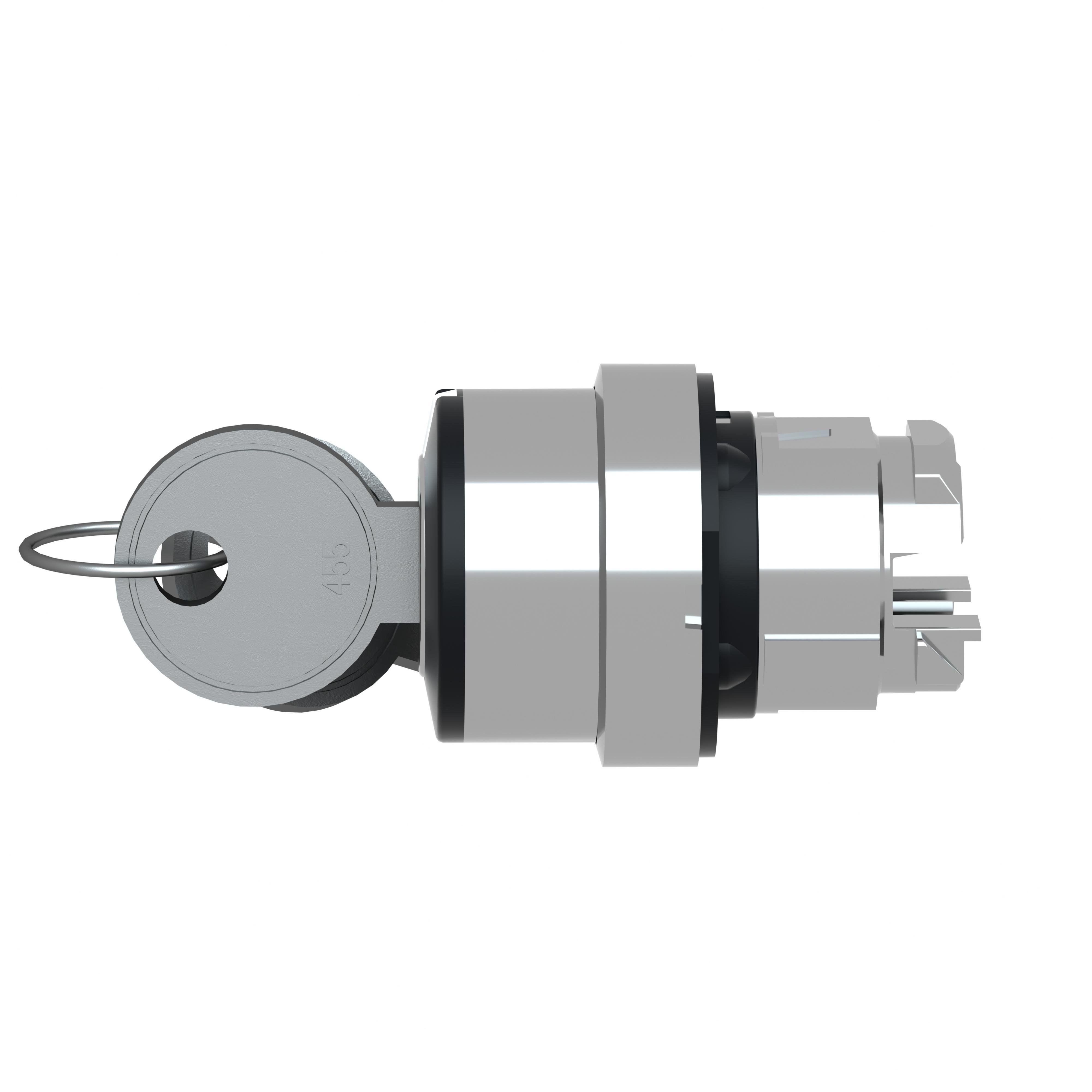 Picture of ZB4BG3 - Head for key selector switch, Harmony XB4, metal, black, 22mm, key 455, 3 positions, stay put