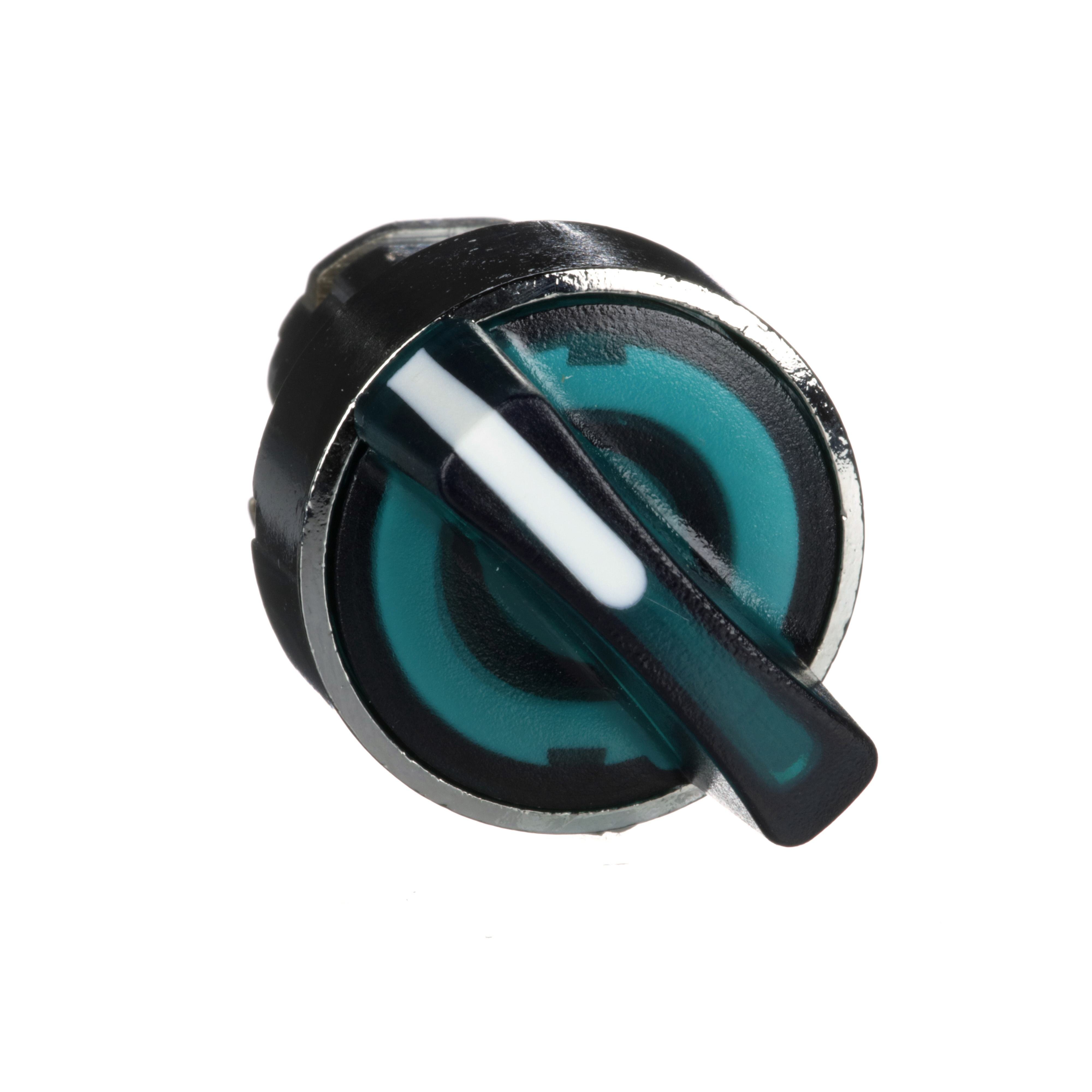 Picture of ZB4BK1233 - Head for illuminated selector switch, Harmony XB4, metal, green handle, 22mm, universal LED, 2 positions, stay put