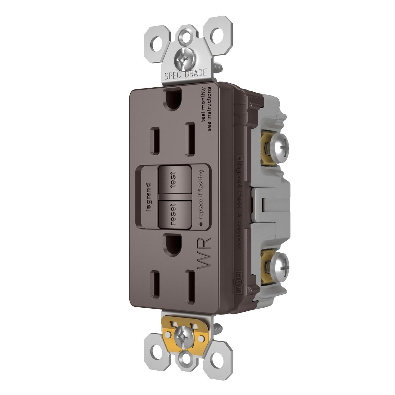 Picture of 1597-TRWR - radiant® Tamper-Resistant Weather-Resistant 15A Duplex Self-Test GFCI Receptacles with SafeLock® Protection, Brown