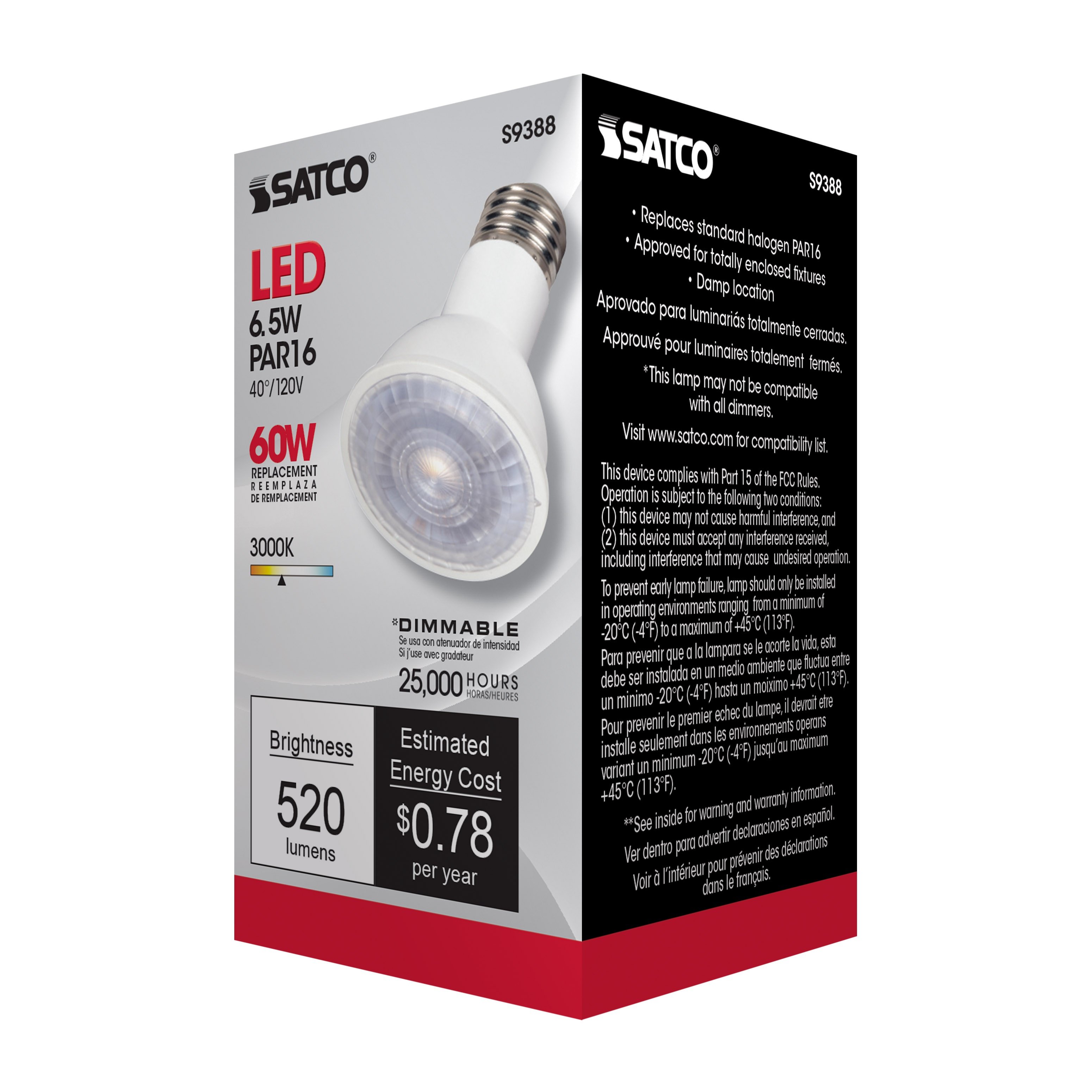 Picture of S9388 - 6.5 Watt PAR16 LED - 3000K - 40 deg. Beam Angle - Medium base - 120 Volt