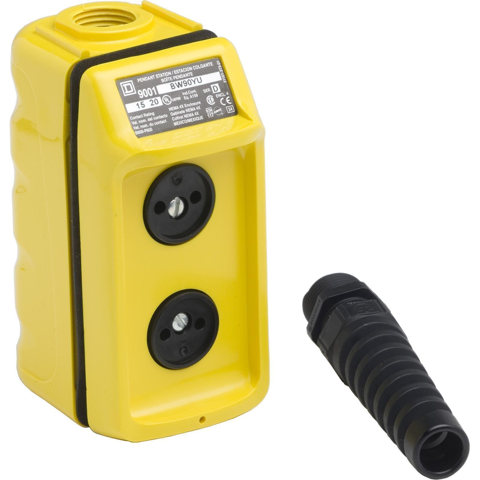 9001BW90YU - Pendant station, Harmony 9001B, mechanical interlock, single speed, 5A, 600V AC, yellow, unmarked