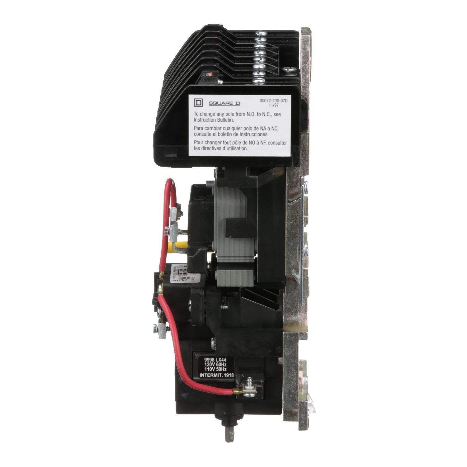 Picture of 8903LXO80V02 - Contactor, Type L, multipole lighting, mechanically held, 30A, 8 pole, 600V, 110/120VAC 50/60Hz coil, open style [TAA]