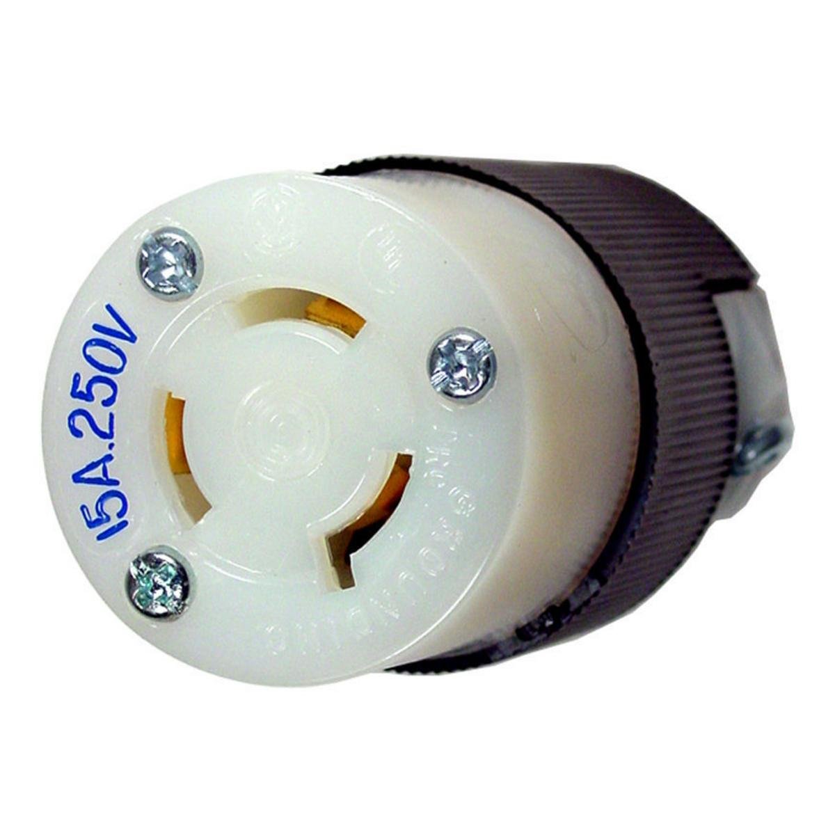 Picture of HBL4579C - Locking Devices, Twist-Lock®, Industrial, Female Connector Body, 15A 250V, 2-Pole 3-Wire Grounding, L6-15R, Screw Terminal, Black and White