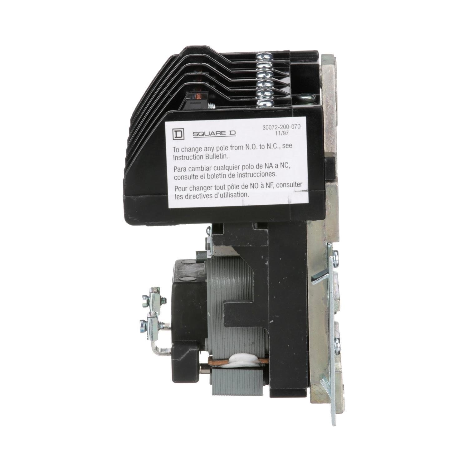 Picture of 8903LO60V04 - Contactor, Type L, multipole lighting, electrically held, 30A, 6 pole, 600V, 277VAC 60Hz coil, open style [TAA]