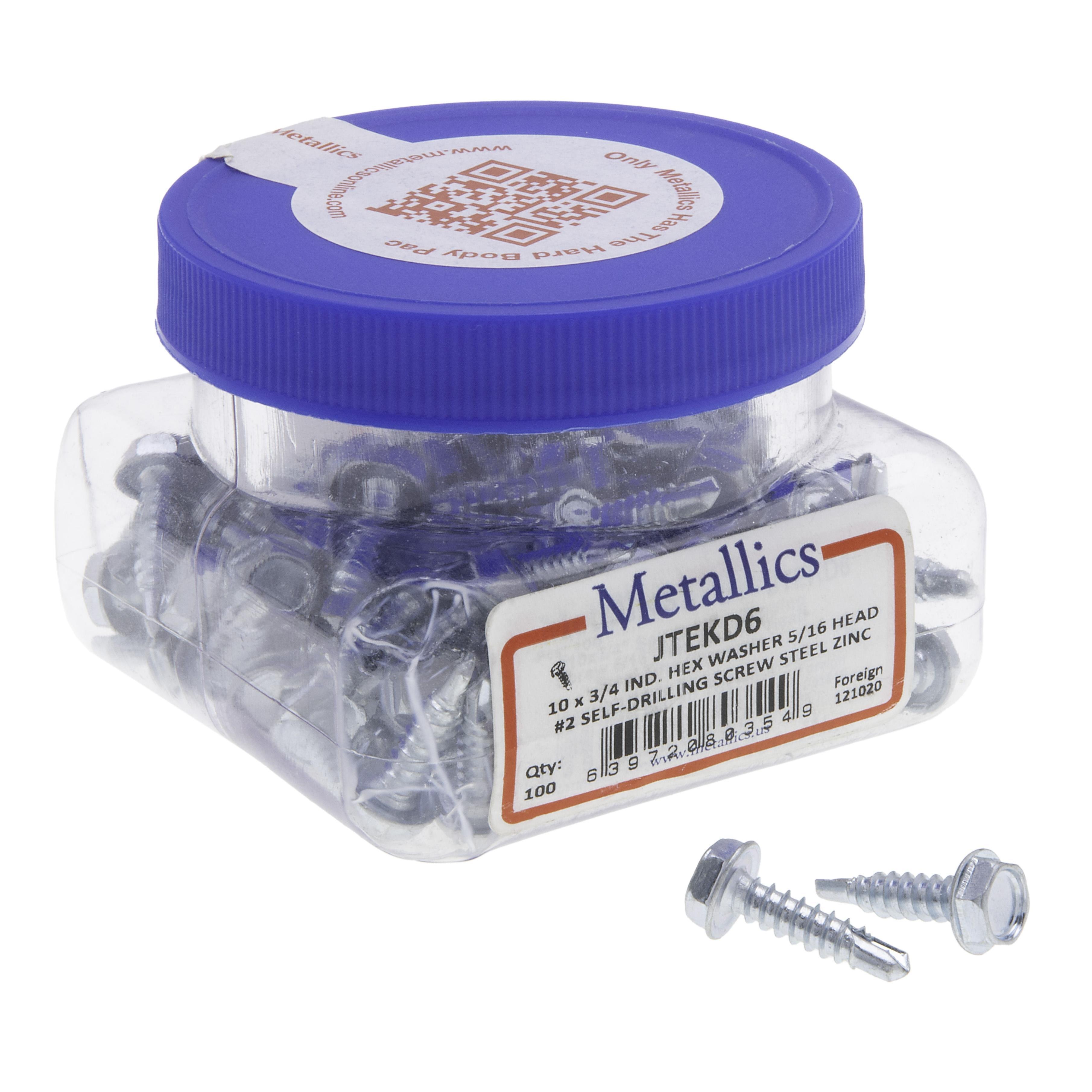 JTEKD6 - 10 x 3/4 in. 5/16 Indented Hex Head Self-Drilling & Tapping Screws with Washer - #2 Drill Point - Steel Zinc - 100qty