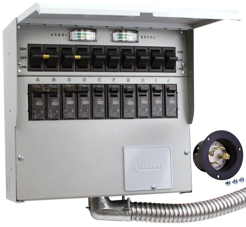 2 Pole 30A, 10 Circuit Transfer Switch with Meter