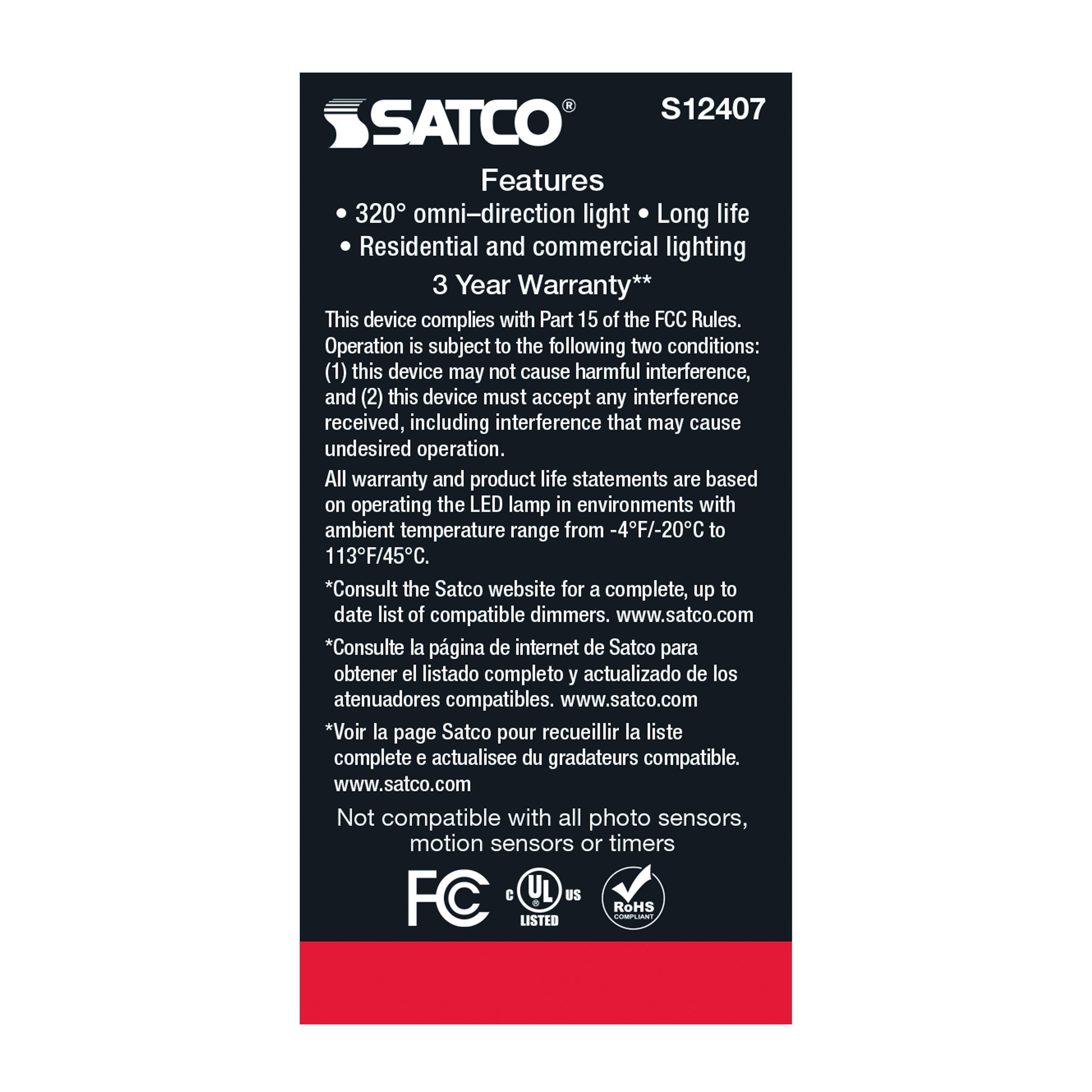 Picture of S12407 - 8.2 Watt LED A15 - Soft White - Medium Base - 3000K - 90 CRI - 120 Volt