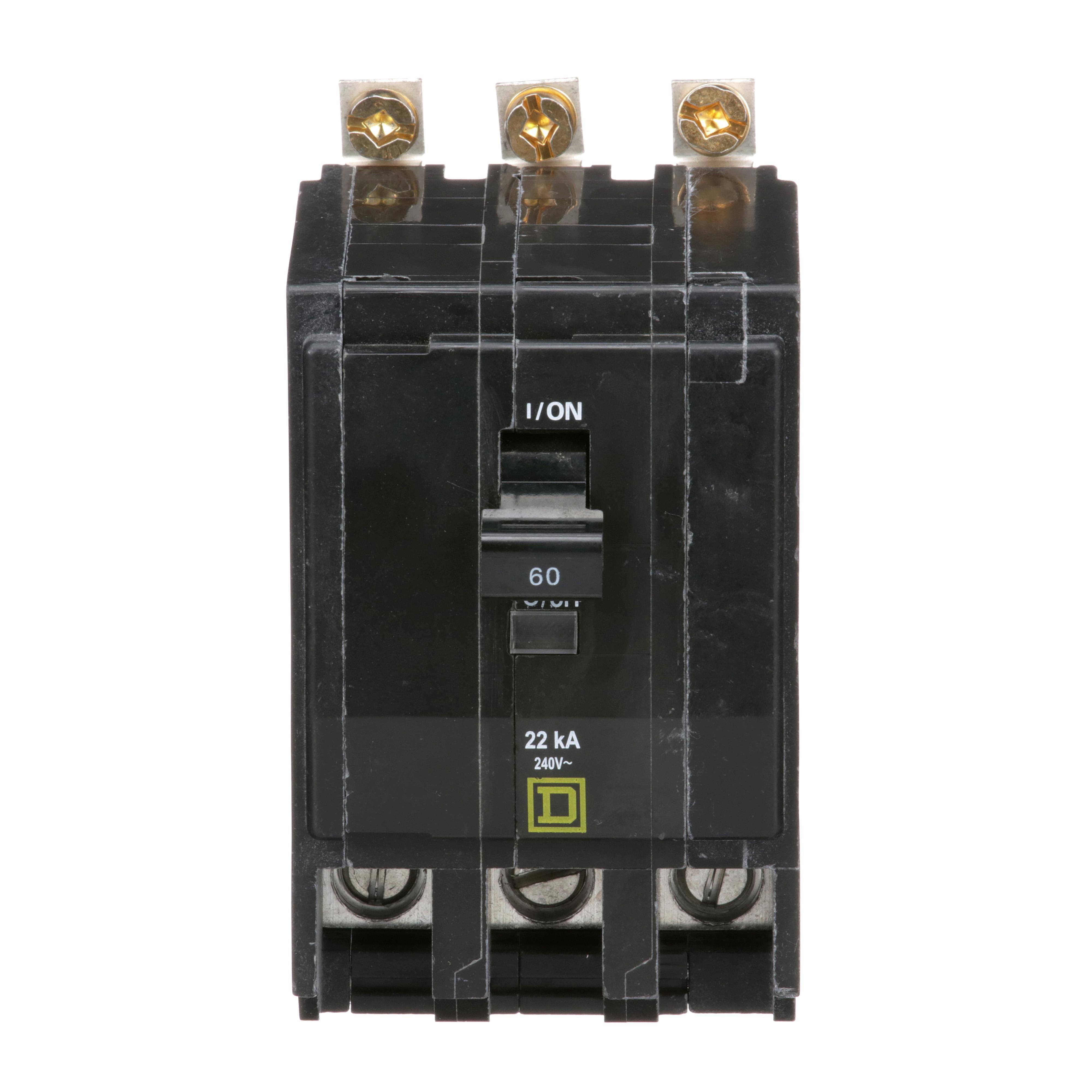 Picture of QOB360VH - Mini circuit breaker, QO, 60A, 3 pole, 120/240VAC, 22kA, bolt on