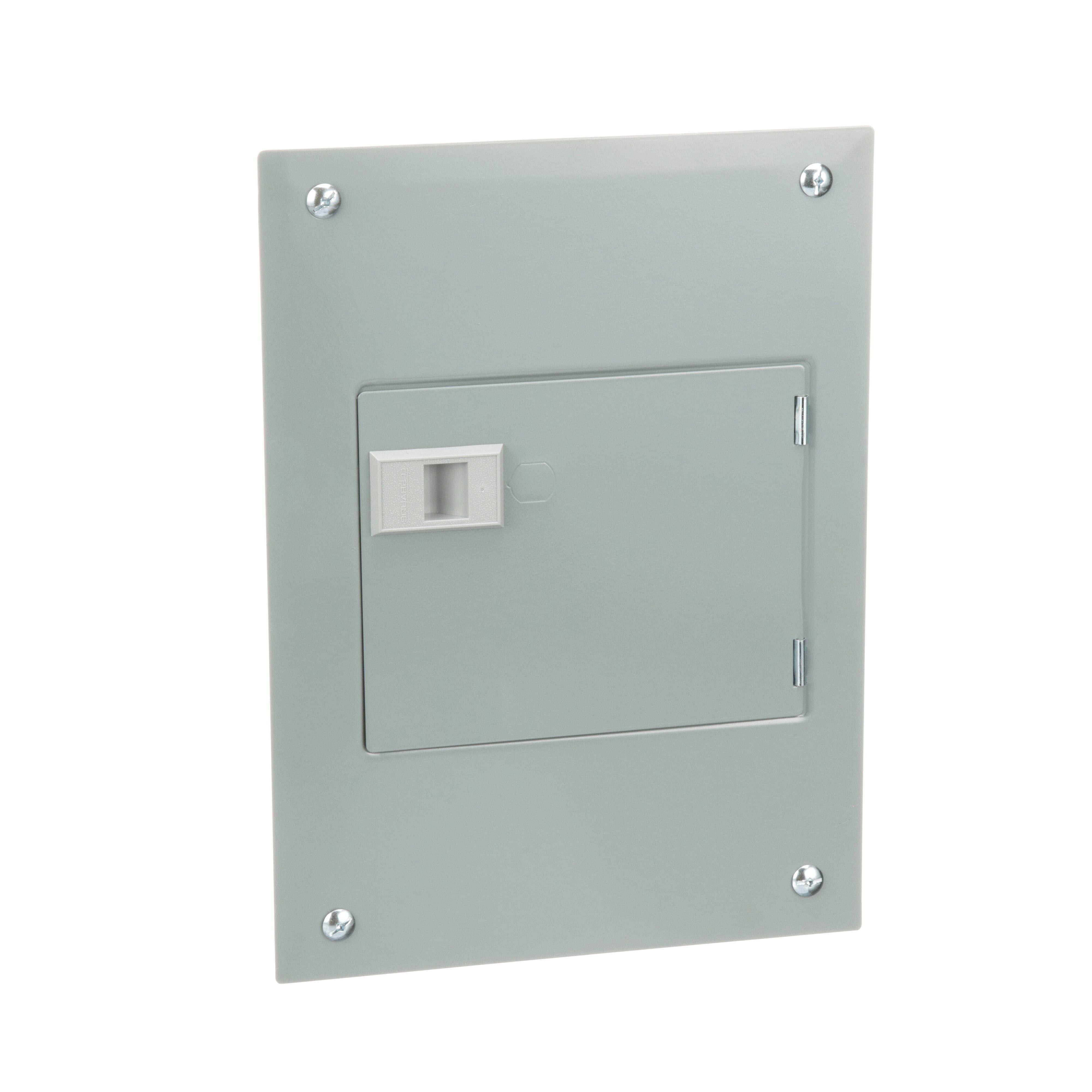 Picture of QO612L100DF - Load center, QO, 1 phase, 6 spaces, 12 circuits, 100A fixed main lugs, NEMA1, door flush cover