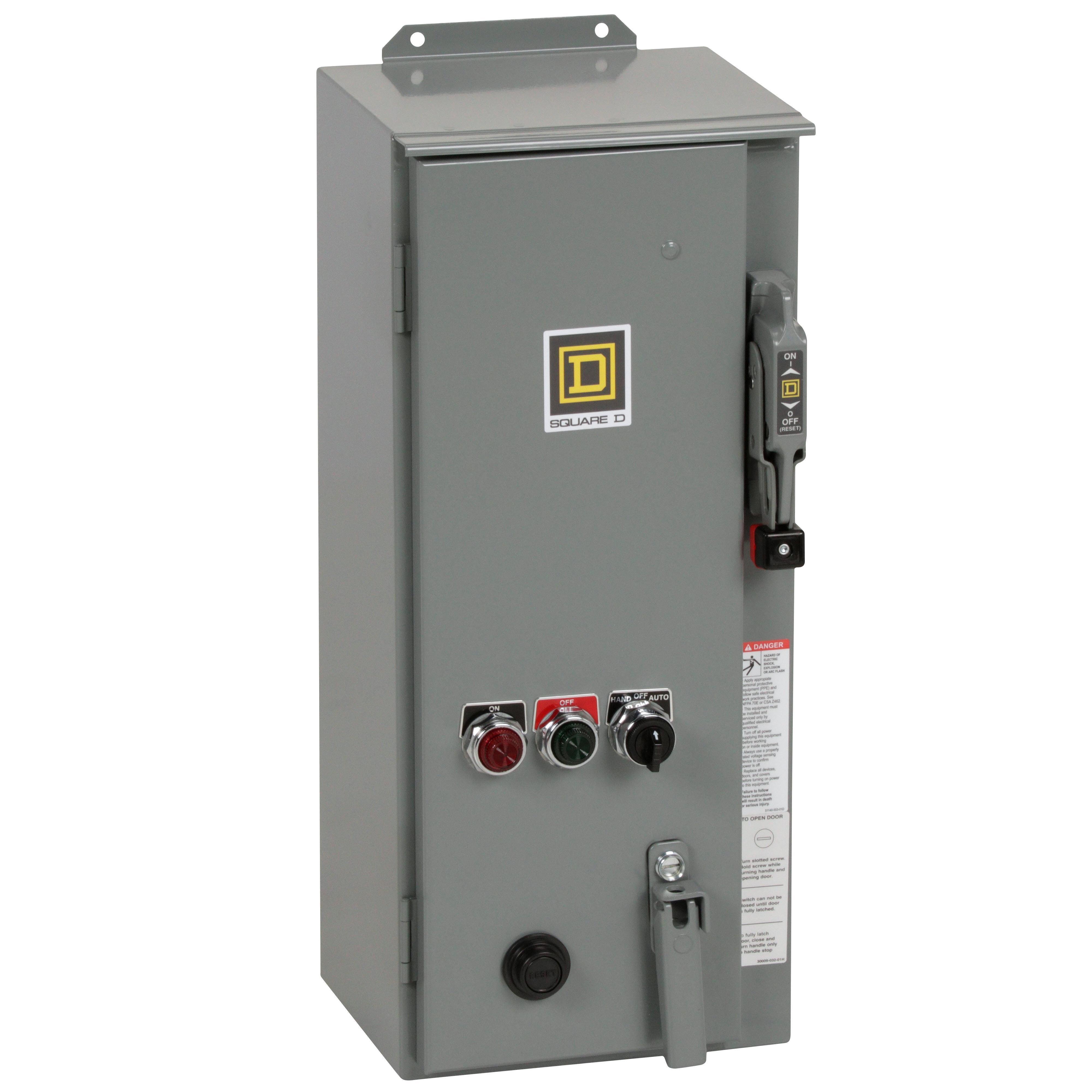 Picture of 8539SCASP6 - NEMA Combination Starter, Type S, HHL electronic motor circuit protector, Size 1, 27A, 3 phase, 120VAC coil, NEMA 12 [TAA]