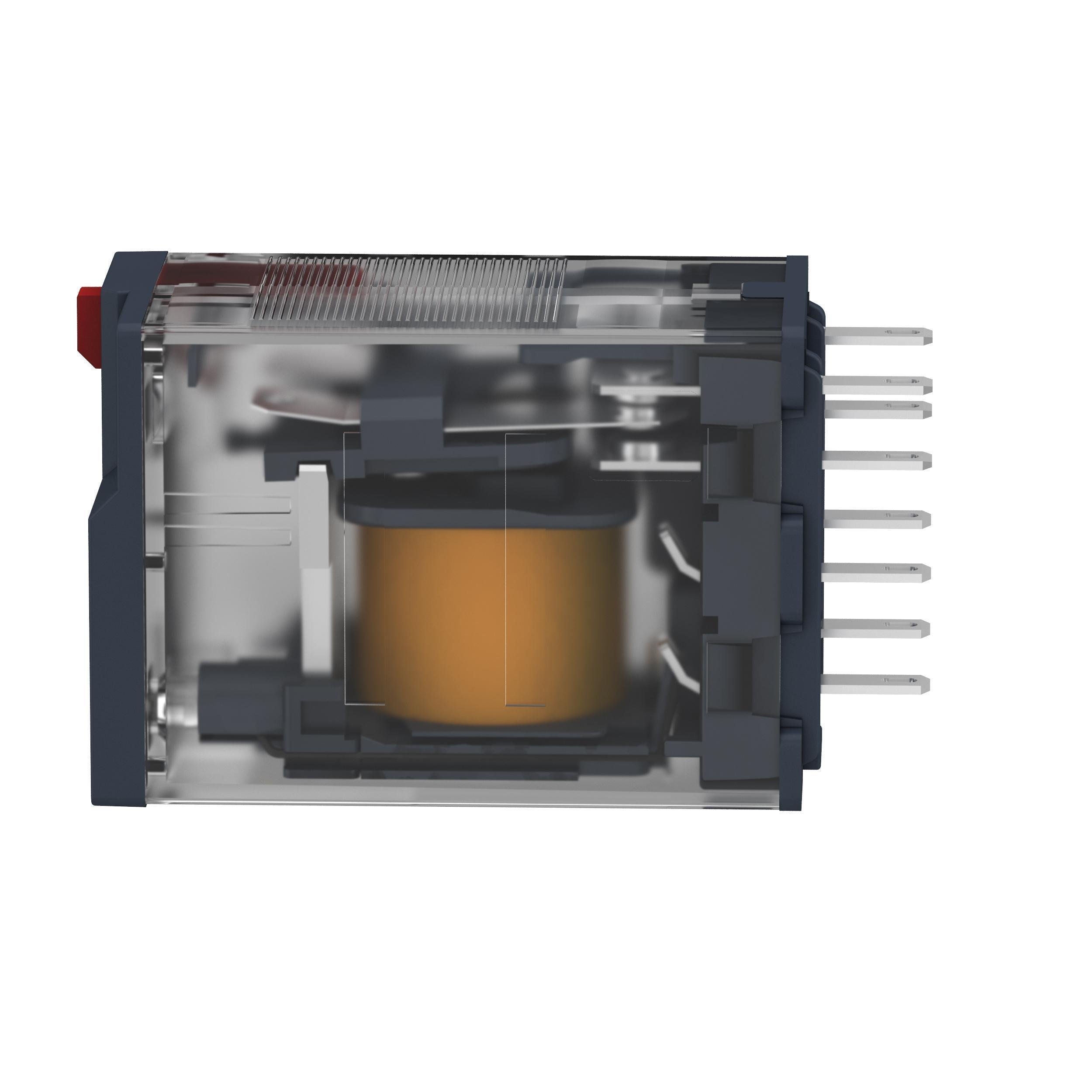 Picture of RXM2AB2P7 - miniature plug in relay, Harmony Electromechanical Relays, 12A, 2CO, with LED, lockable test but to n, 230V AC