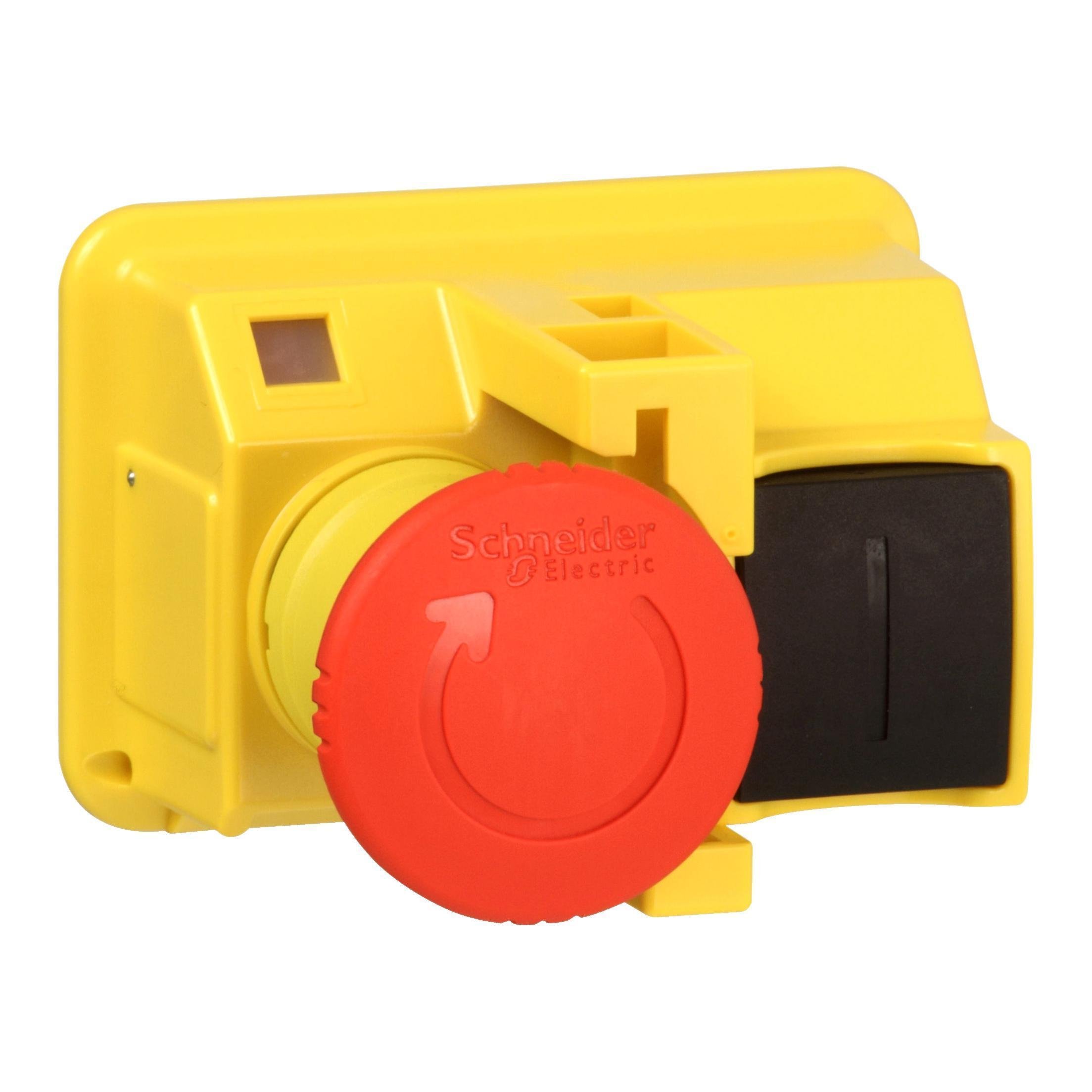 GV2K031 - Emergency stop pushbutton,TeSys Deca Fram 2,turn to release,for GV2M*01 enclosures