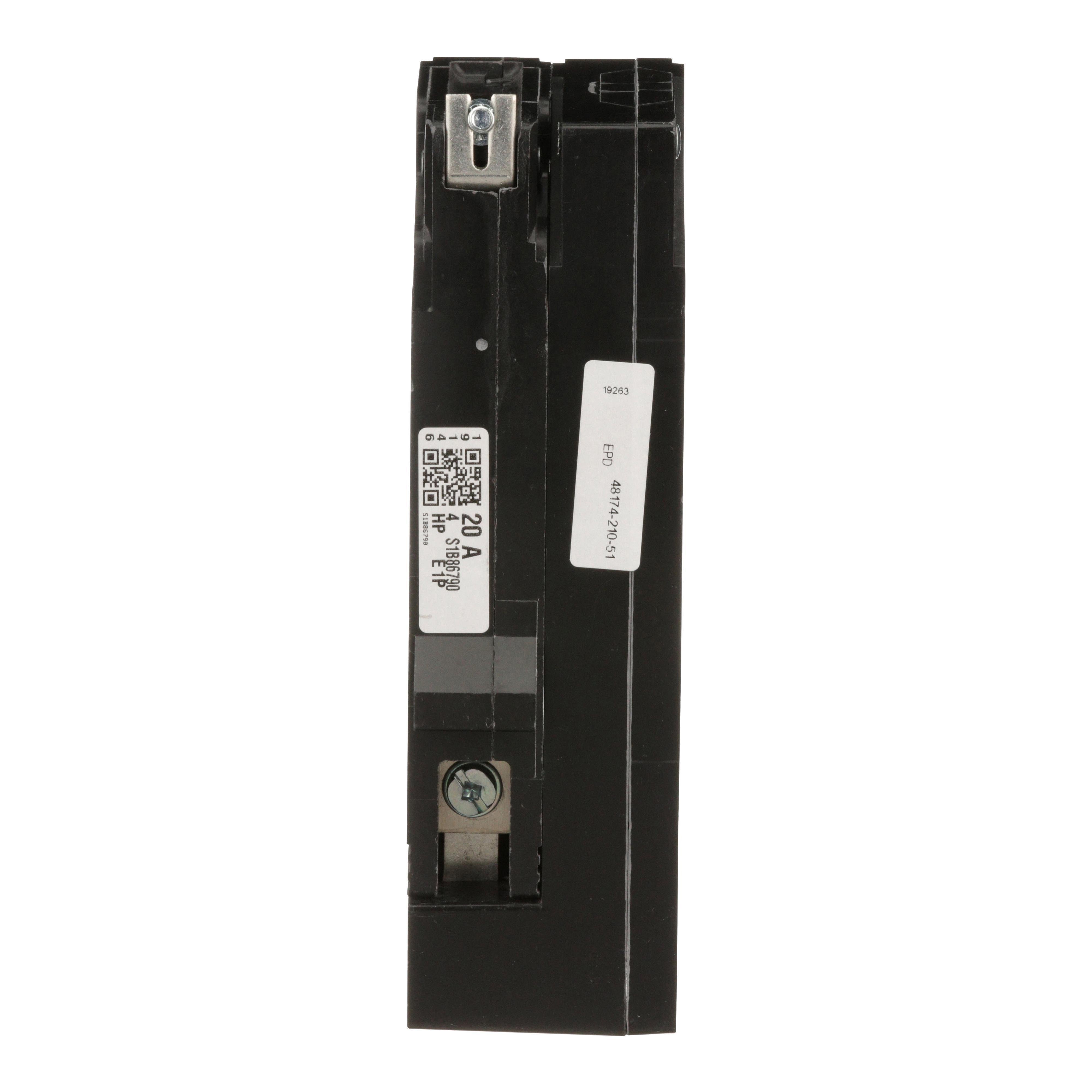 Picture of EDB14020EPD - Mini circuit breaker, E-Frame, 20A, 1 pole, 277VAC, 25kA max, bolt on, 30mA ground fault protection [TAA]