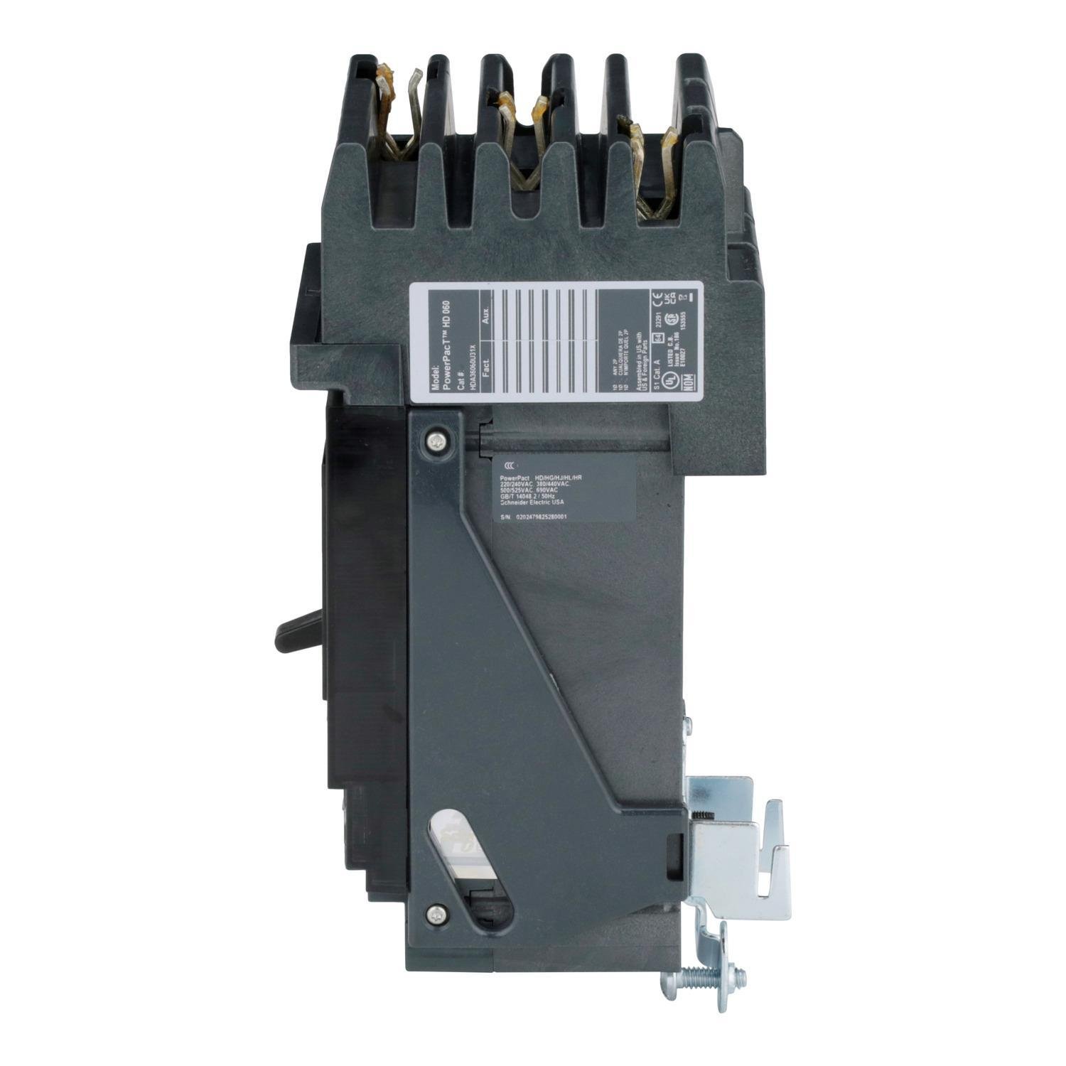Picture of HDA36060U31X - Circuit breaker, PowerPacT H, 60A, 3 pole, 600VAC, 14kA, I-Line, Micrologic 3.2, 80%, ABC