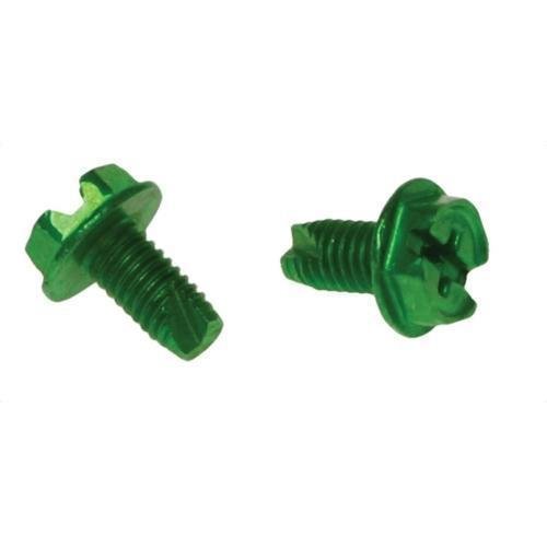 Picture of JGSH24 - Metallics 10-32 X 3/8 Hex Washer Head Slotted Type F Grounding Screw Zinc And Green-100 Per Jar (JGSH24)