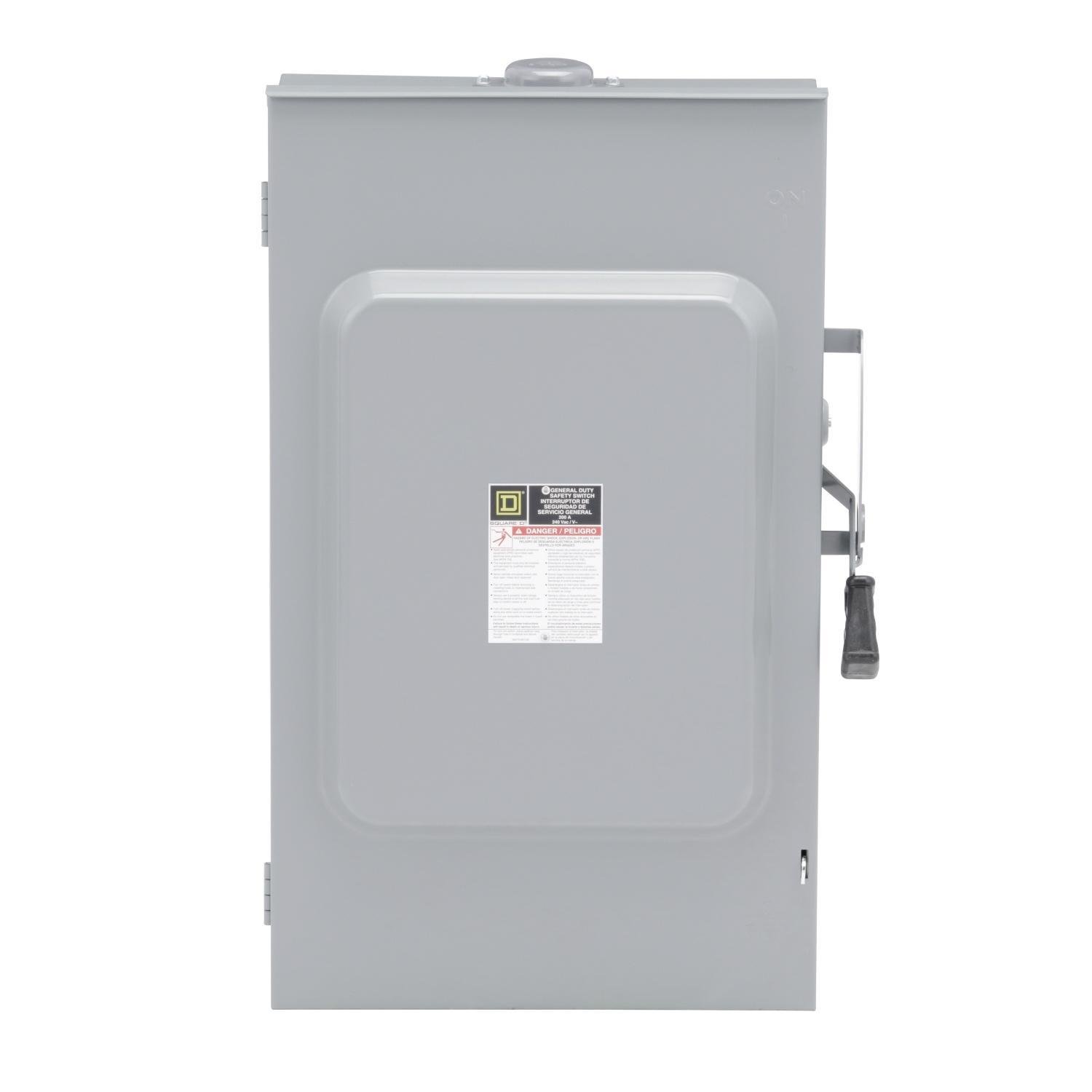 D324NRB - Safety switch, general duty, fusible, 200A, 3 pole, 60hp, 240VAC, NEMA 3R, 4 wire, 1 neutral, bolt on hub provision