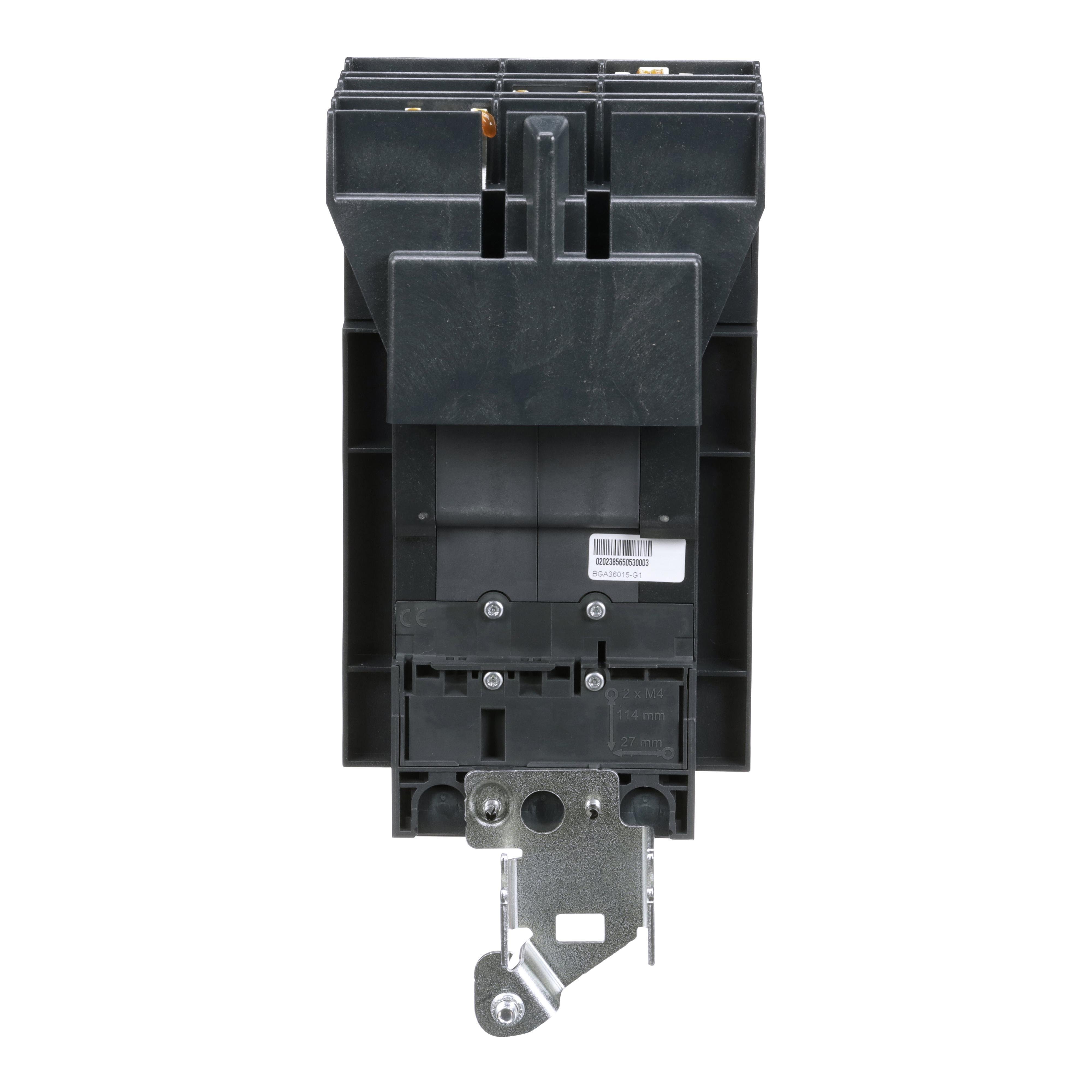Picture of BGA36015 - Circuit breaker, PowerPacT B, 15A, 3 pole, 600Y/347VAC, 18kA, I-Line, thermal magnetic, 80%, ABC