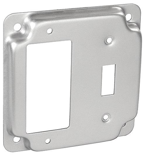 G1948 - G1948 - Square 1/2" Raised GFCI Receptacle & Toggle Surface Cover, 4", 50 Pak