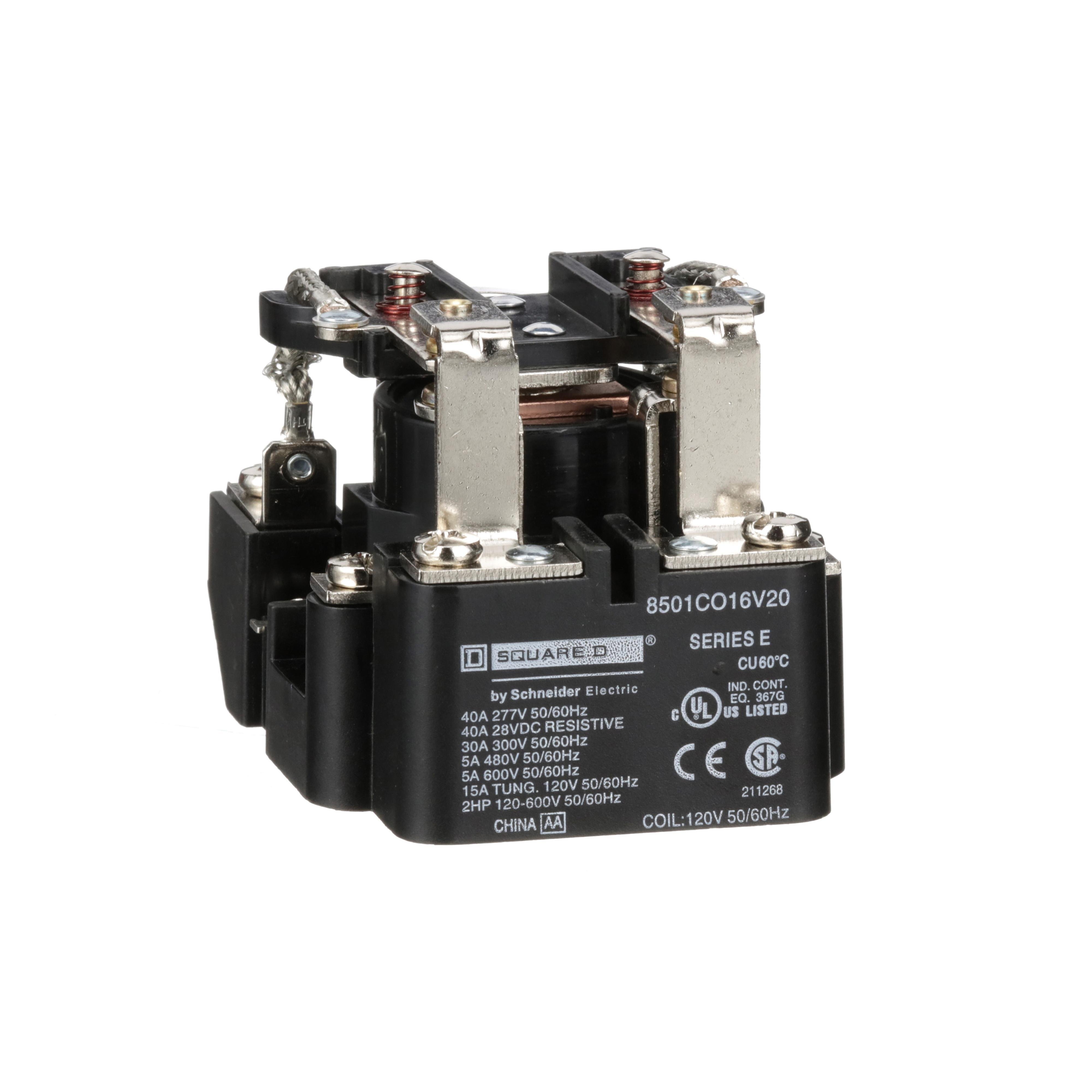 8501CO16V20 - Power Relay, Type C, 2 HP, 30A resistive at 300 VAC, SPDT, 2 normally open and 2 normally closed contact, 120 VAC coil