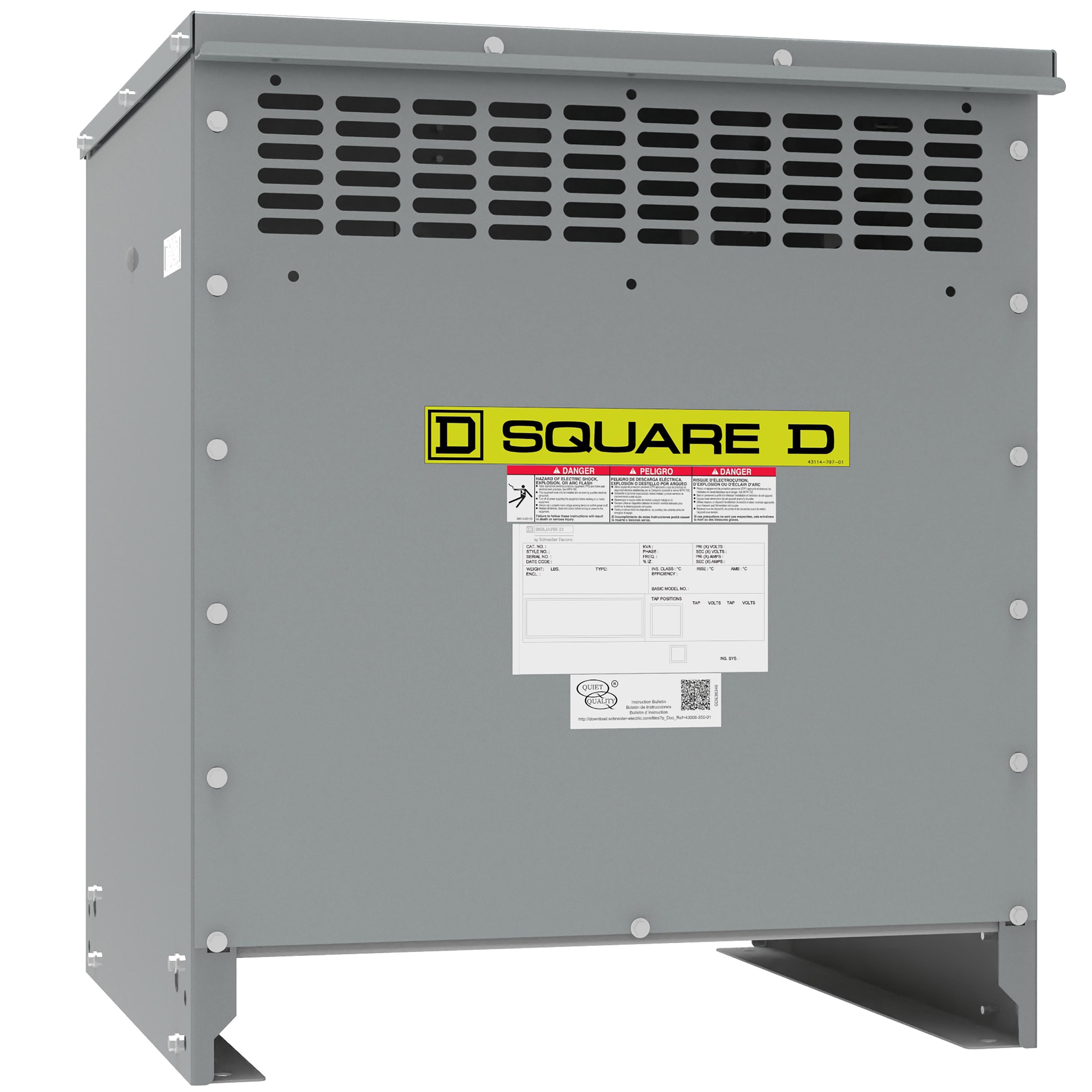 Picture of EXN45T3H - Transformer, dry type, DOE 2016, 45kVA, 3 phase, 480V delta primary, 208Y/120V secondary, 19M, 150C rise