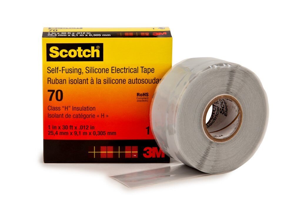 70-1X30FT - Scotch® Self-Fusing Silicone Rubber Electrical Tape 70, 1 in x 30 ft,Sky Blue/Gray, 1 roll/carton, 24 rolls/case