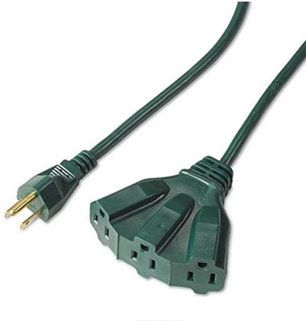 04314ME - 04314ME 8-Foot Outdoor Extension Cord with 3-Outlets, Green