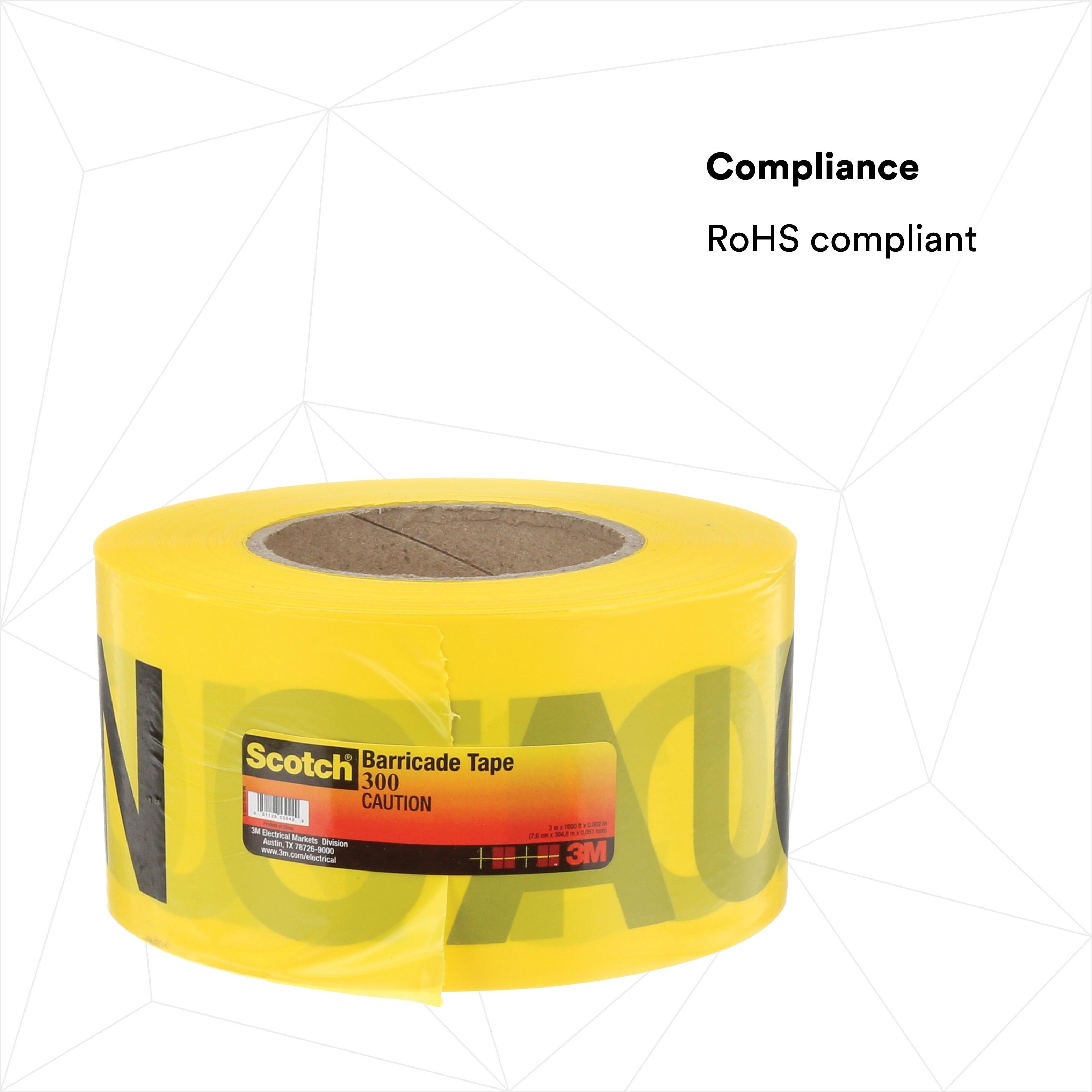 Picture of 300 - Scotch Barricade Tape 300, CAUTION, 3 in x 1000 ft, Yellow, 8 rolls/case, BULK