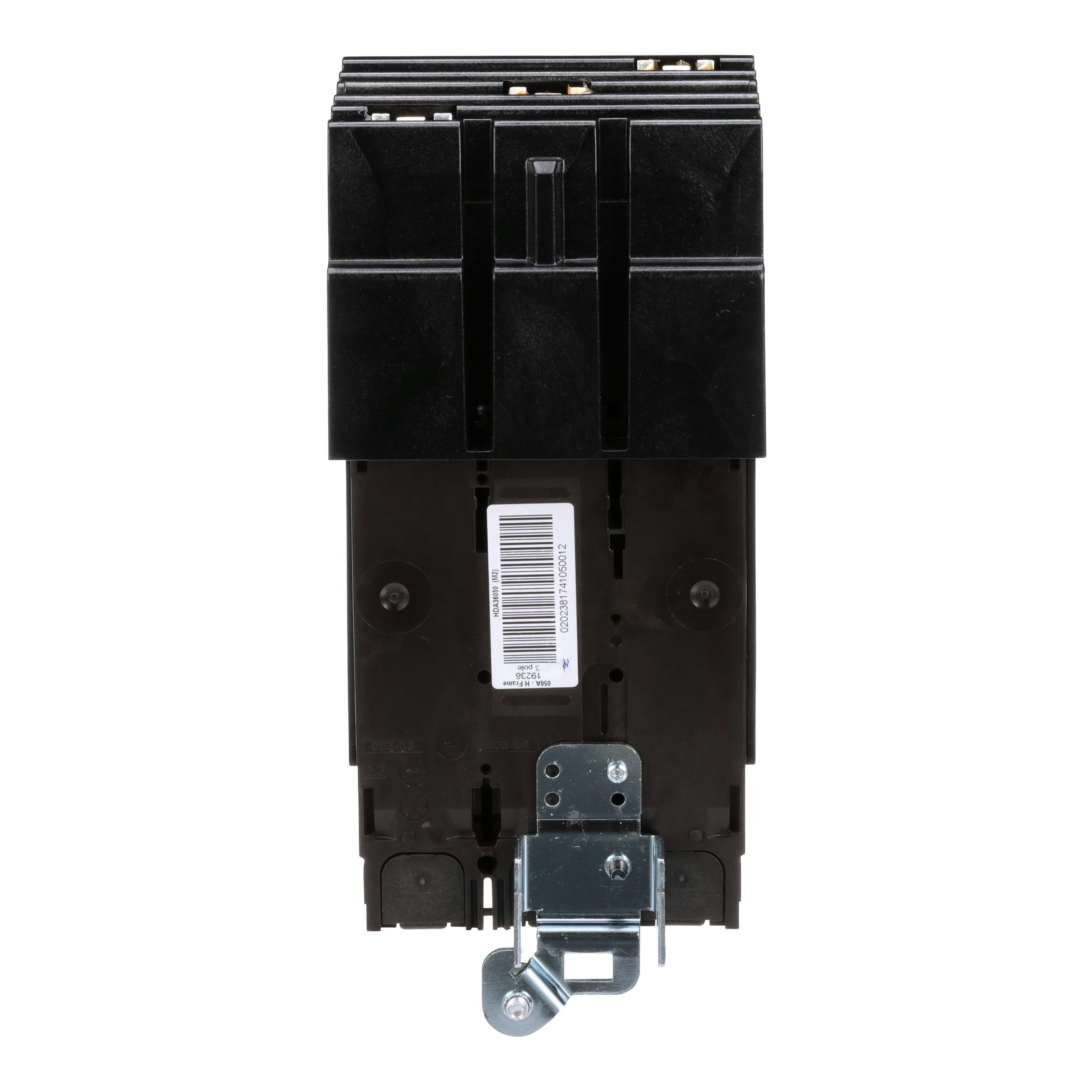 Picture of HDA36050 - Circuit breaker, PowerPacT H, 50A, 3 pole, 600VAC, 14kA, I-Line, thermal magnetic, 80%, ABC