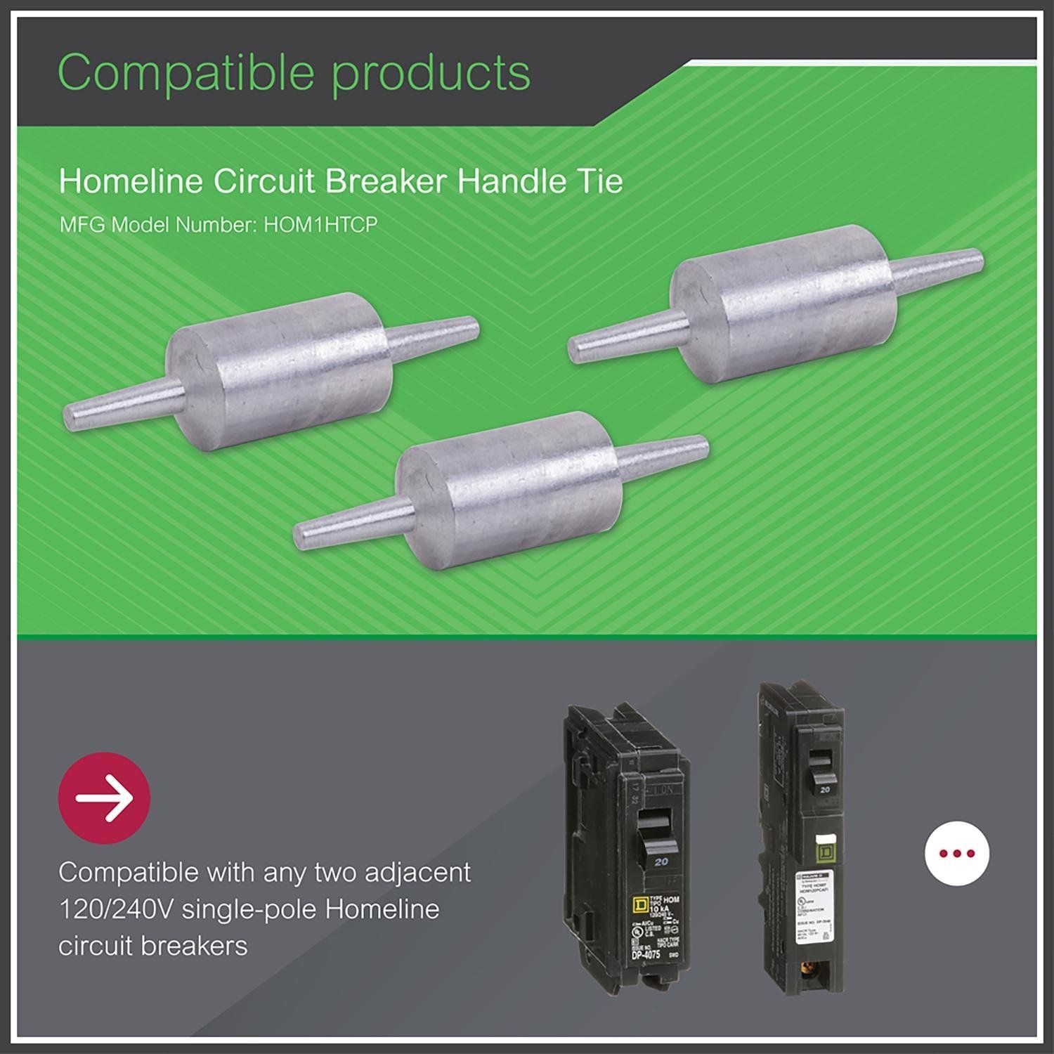 Picture of HOM1HT - Mini circuit breaker accessory, Homeline, handle tie, 120/240VAC, ties two 1 pole circuit breakers