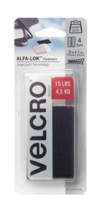 VEL-30643-USA - Alfa-Lok 3 In. X 1 In. Strips In Black (4-Sets Per Pack)