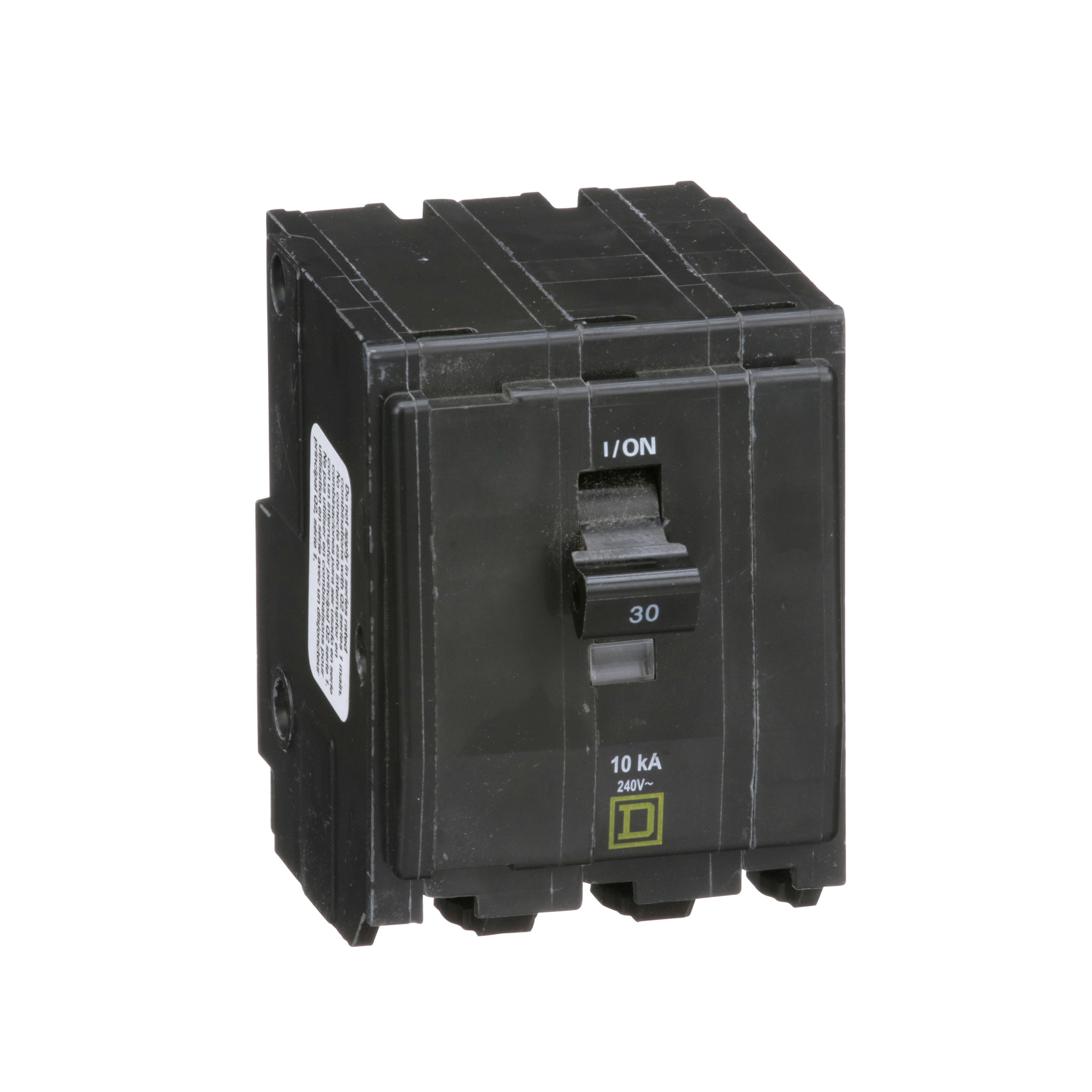 Picture of QO330 - Mini circuit breaker, QO, 30A, 3 pole, 120/240VAC, 10kA, plug in
