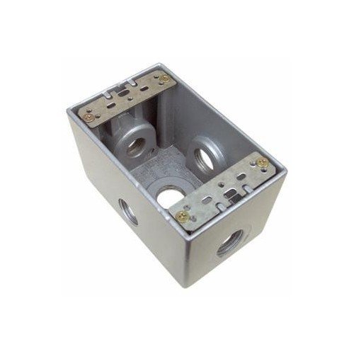 Weatherproof Boxes - One Gang Deep 23.8 Cubic Inch Capacity - 5 Outlet Holes 1/2" Gray