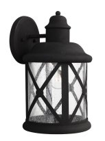 8721401-12 - 1 Light Large Wall Lantern, Black with Clear Seeded Glass