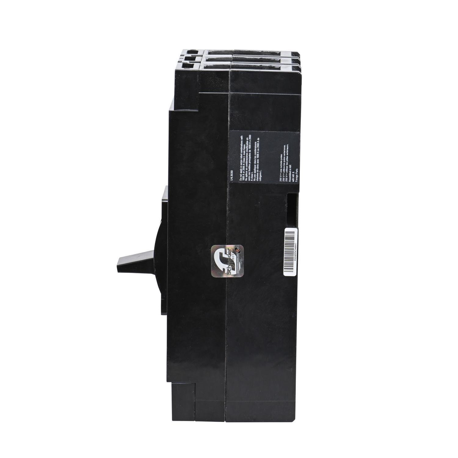 Picture of LHL36350 - Circuit breaker, LH, 350A, 3 pole, 600VAC, 25kA, 250VDC, 50kA, lugs, thermal magnetic