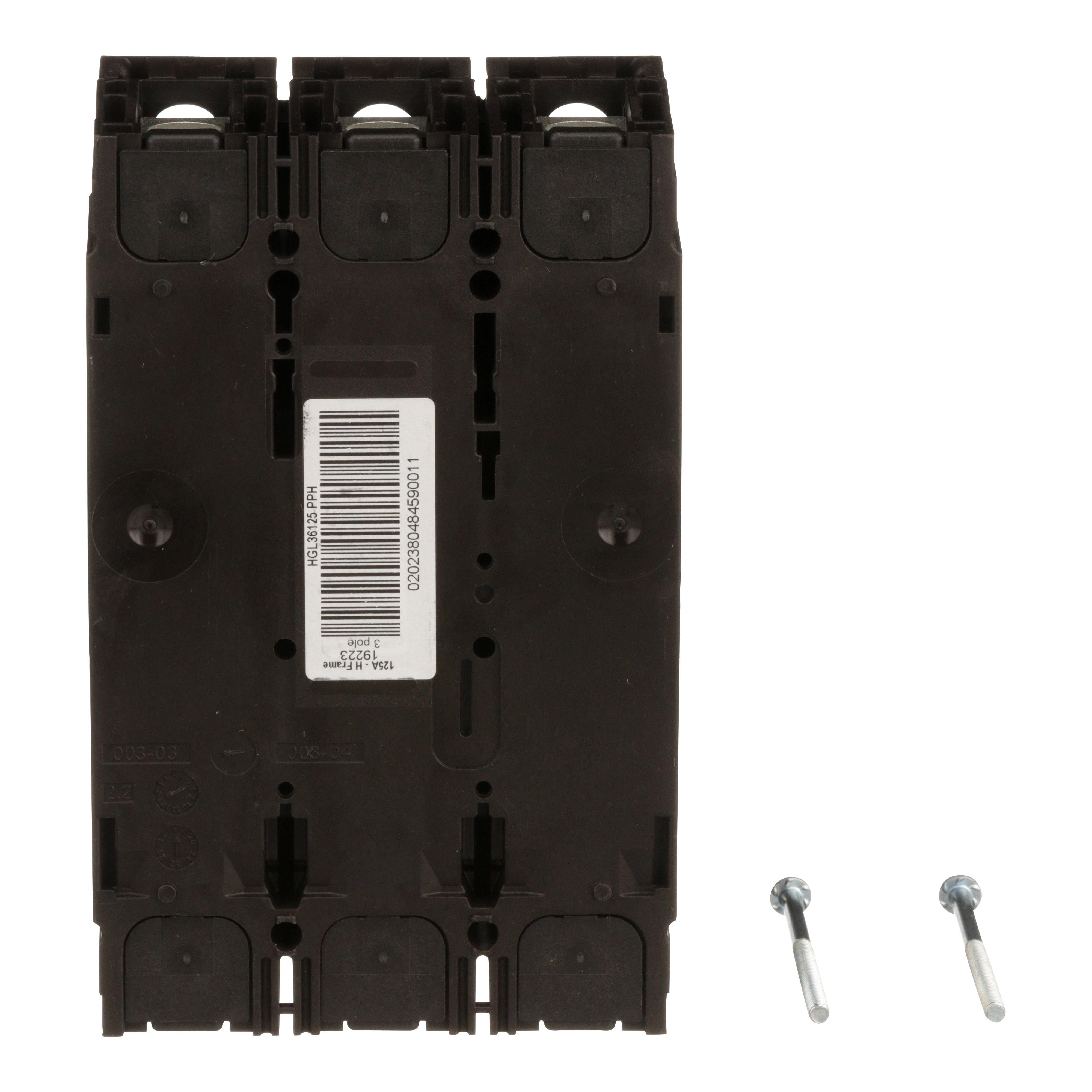 Picture of HGL36125 - Circuit breaker, PowerPacT H, 125A, 3 pole, 600VAC, 18kA, lugs, thermal magnetic, 80%