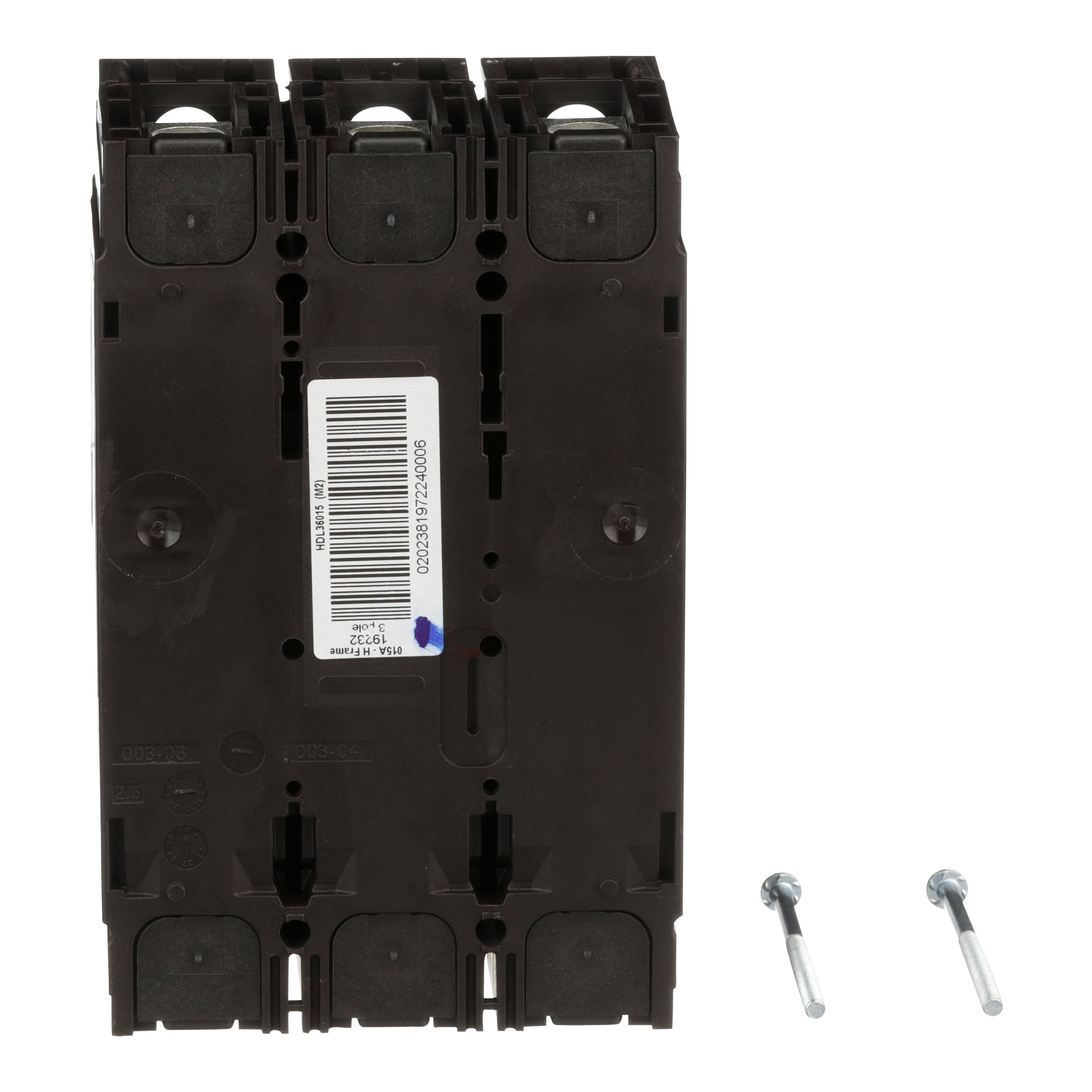 Picture of HDL36015 - Circuit breaker, PowerPacT H, 15A, 3 pole, 600VAC, 14kA, lugs, thermal magnetic, 80%