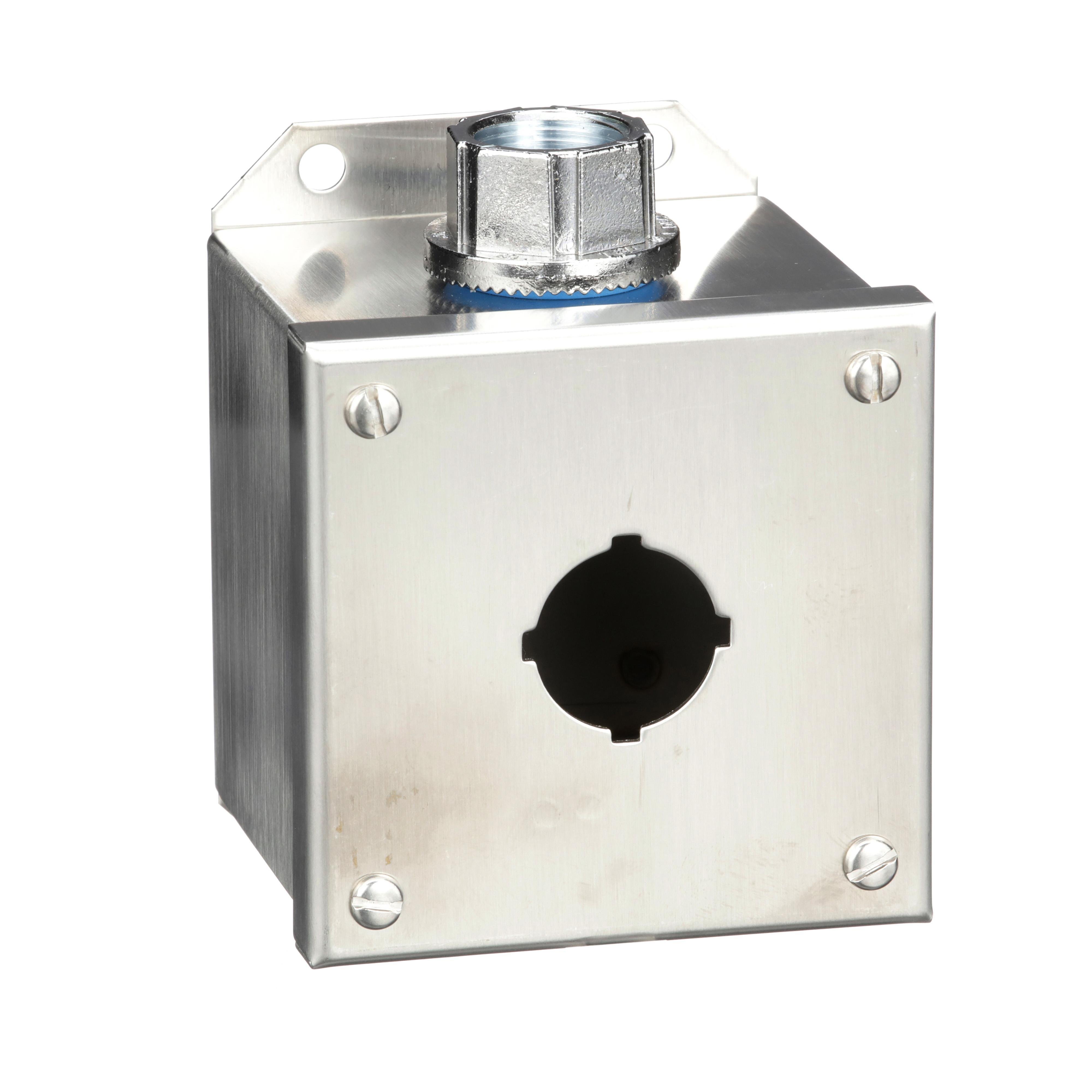 Picture of 9001KYSS1 - 30mm Push Button, Types K or SK, empty push button enclosure, stainless steel, one 30 mm hole, NEMA 4, 4X and 13