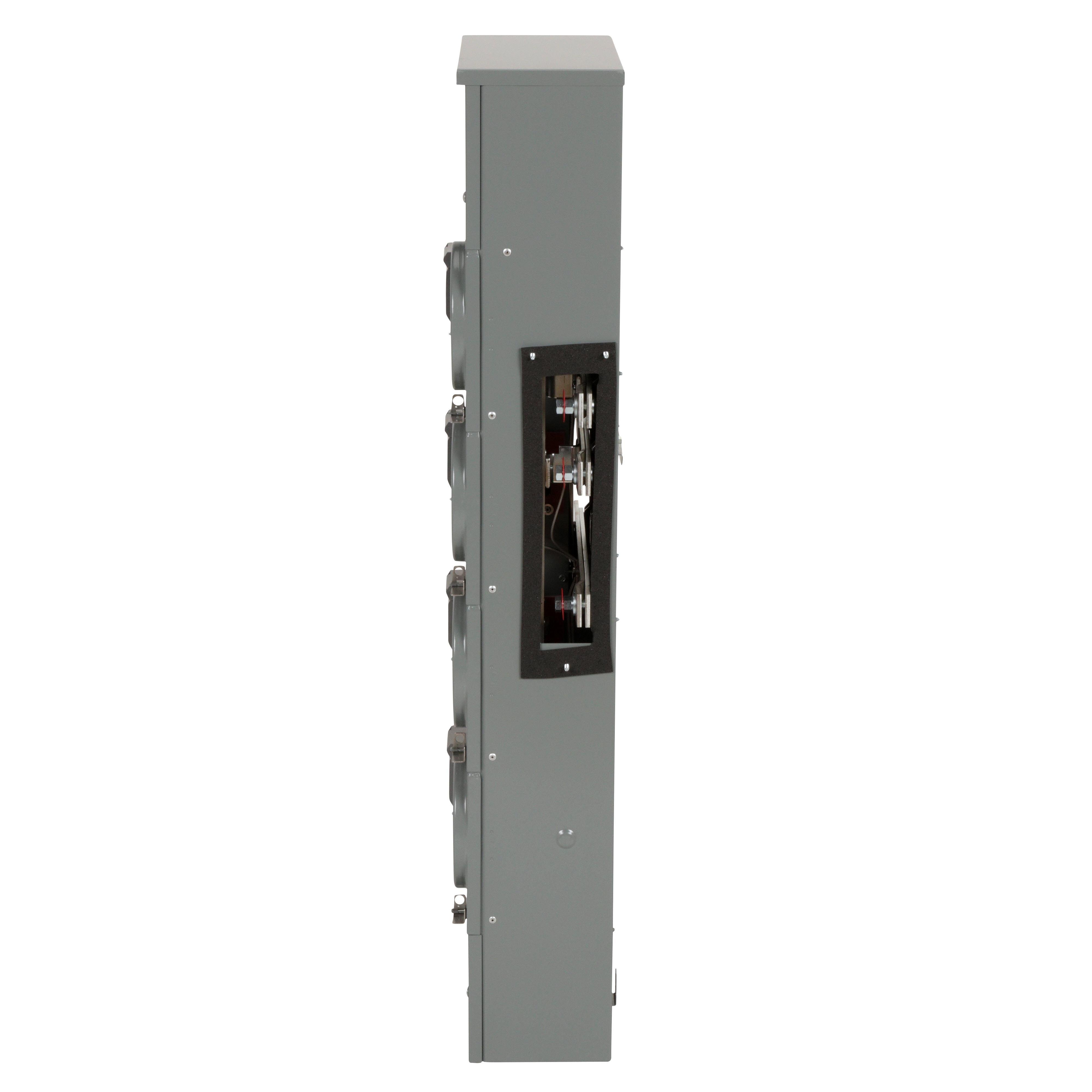 Picture of EZMR114225 - Branch unit, EZ Meter-Pak, 225A, 4 x 5 jaw sockets, 120/240VAC, no bypass, ringless, 800A Al busbar