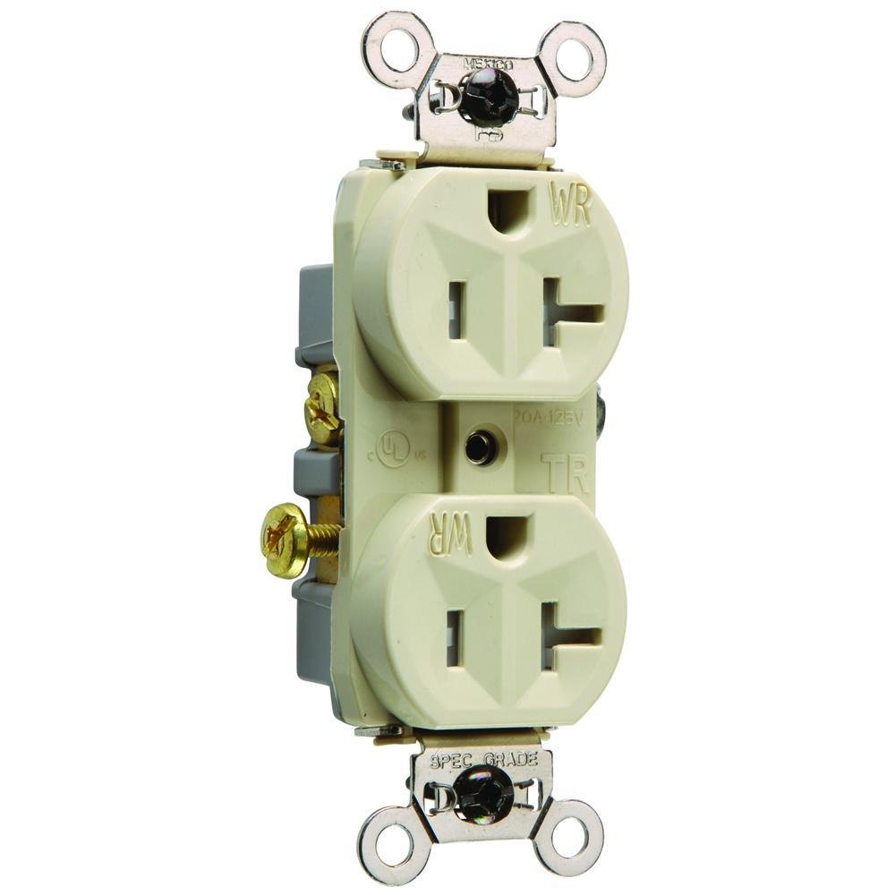 WR20-TRI - 20A 125V Commercial Grade Tamper-Resistant Weather-Resistant Duplex Receptacle, Ivory