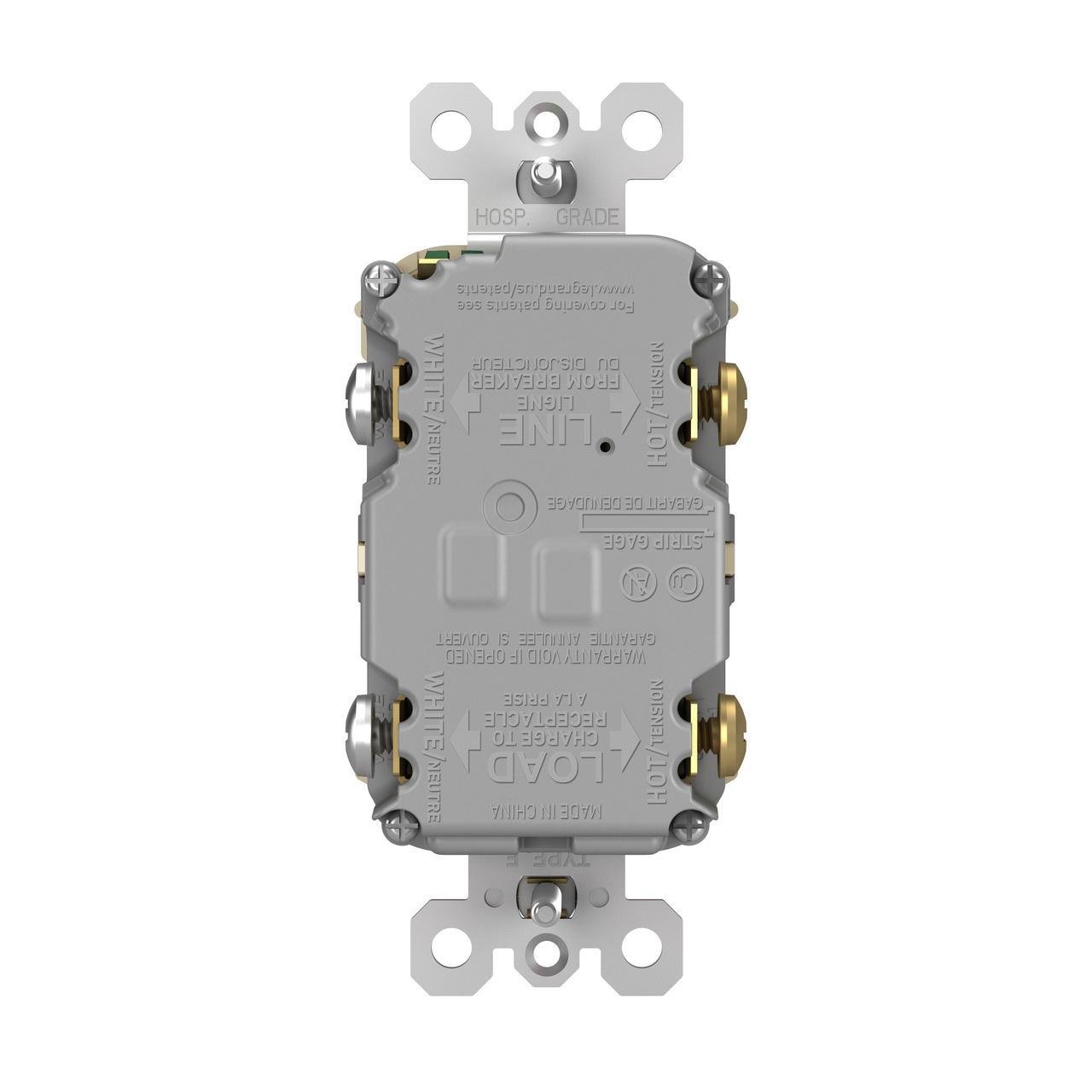 2097-TRLA - radiant® Tamper-Resistant 20A Duplex Self-Test GFCI Receptacle with SafeLock® Protection, Light Almond