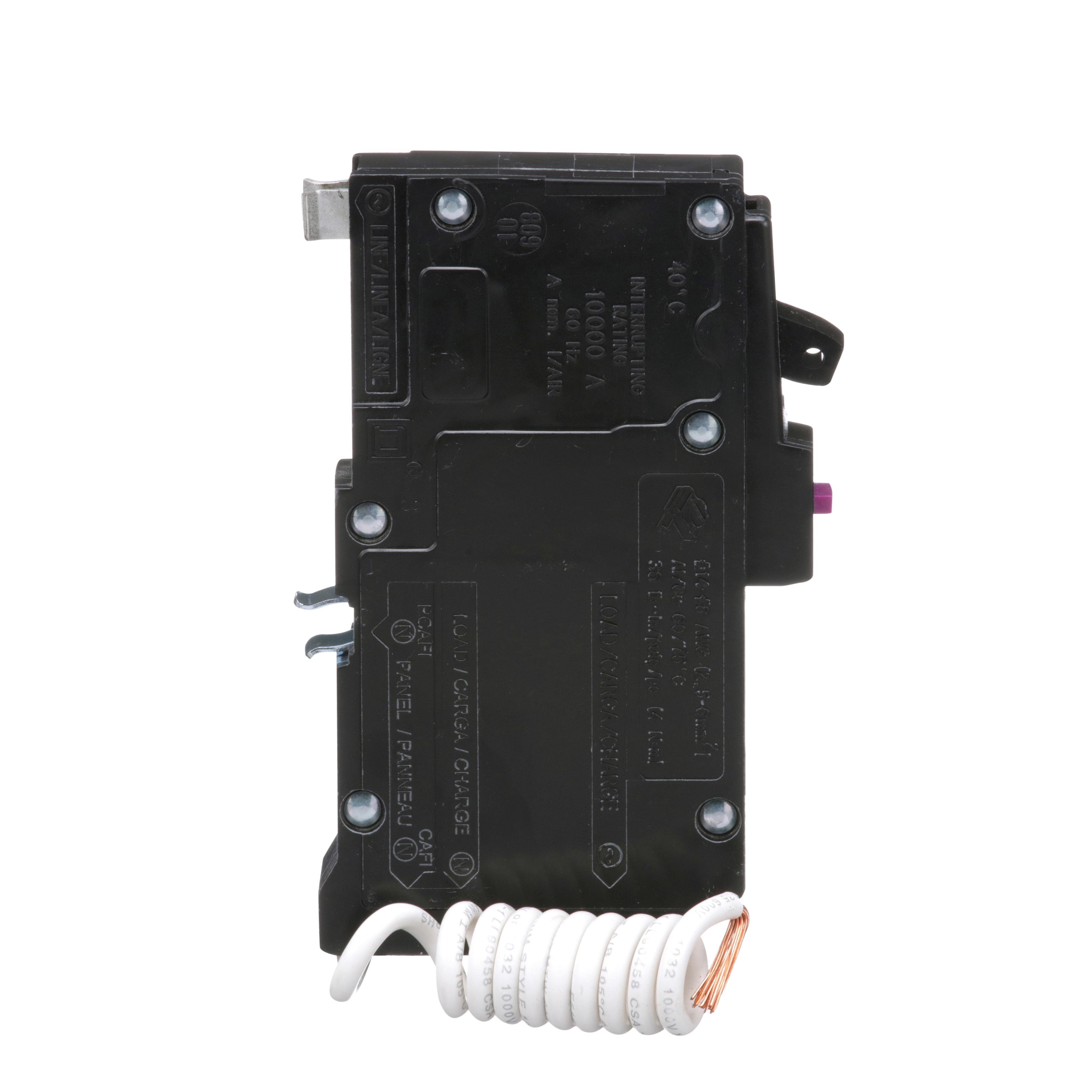 Picture of QO120DF - [TAA] Mini circuit breaker, QO, 20A, 1 pole, 120VAC, 10kA, plug in, dual function, pigtail