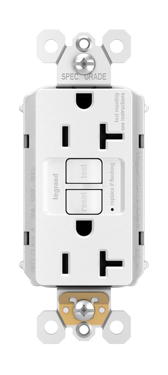 PT2097-W - PlugTail® Specification Grade 20A Duplex Self-Test GFCI Receptacles with SafeLock® Protection, White