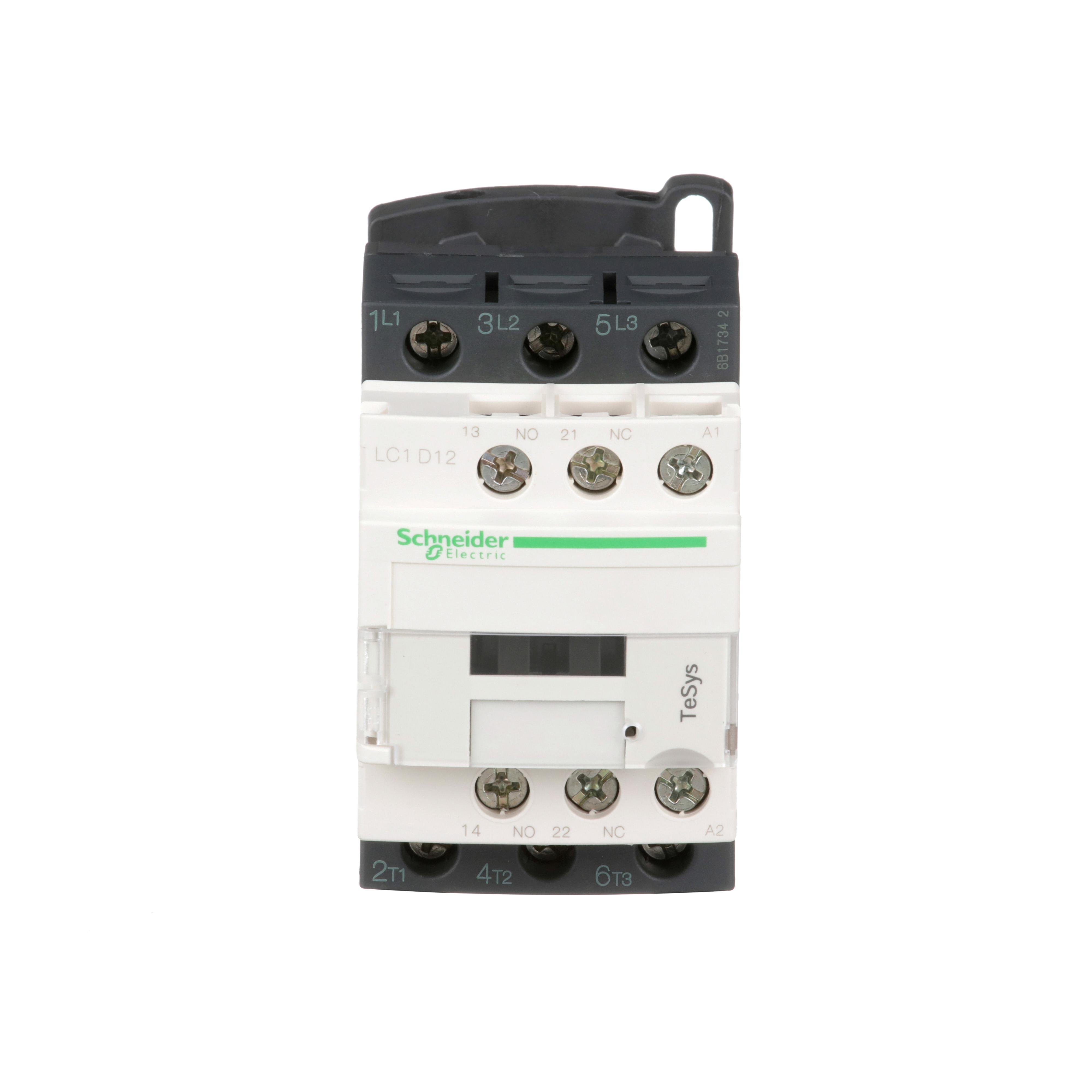 LC1D12G7 - IEC contactor, TeSys Deca, nonreversing, 12A, 7.5HP at 480VAC, up to 100kA SCCR, 3 phase, 3 NO, 120VAC 50/60Hz coil, open