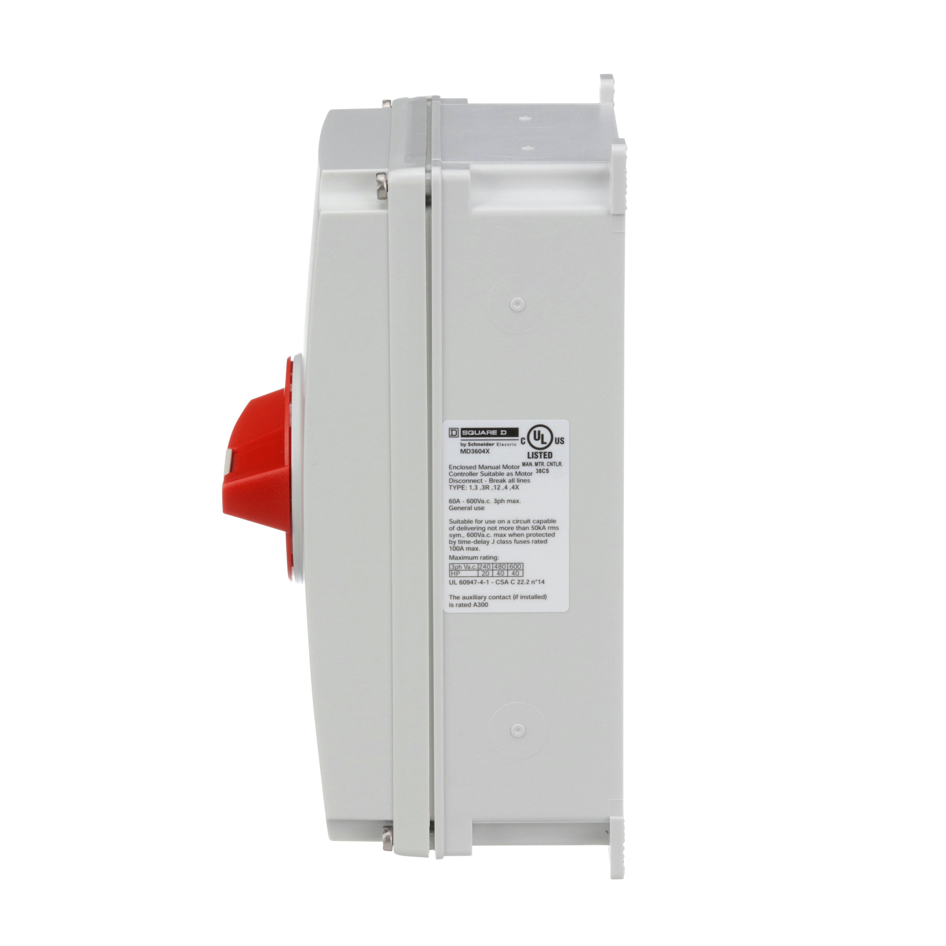 Picture of MD3604X - Motor disconnect switch, 3P, 60A, NEMA 1, 3, 3R, 4, 4X and 12 enclosure
