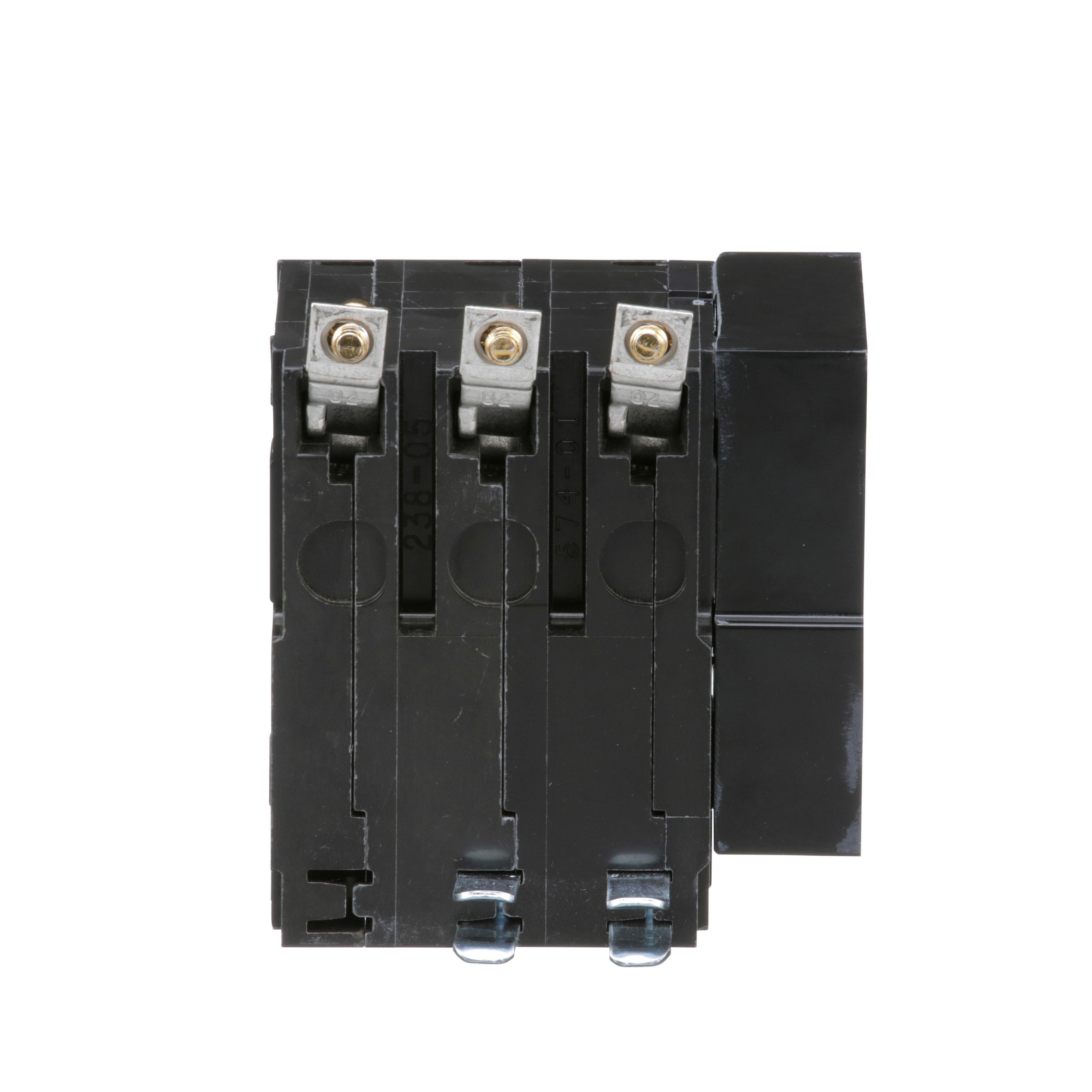 Picture of QOB3601021 - Mini circuit breaker, QO, 60A, 3 pole, 120/240VAC, 10kA, bolt on, AC shunt