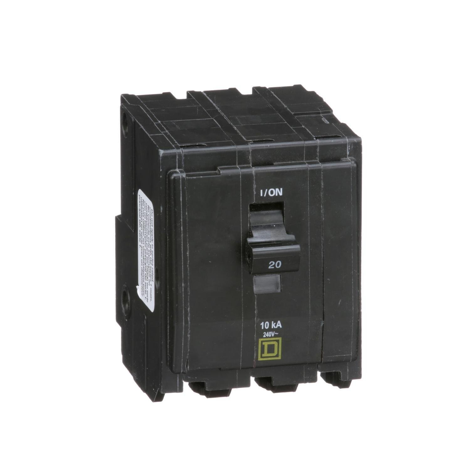 Picture of QO320 - Mini circuit breaker, QO, 20A, 3 pole, 120/240VAC, 10kA, plug in