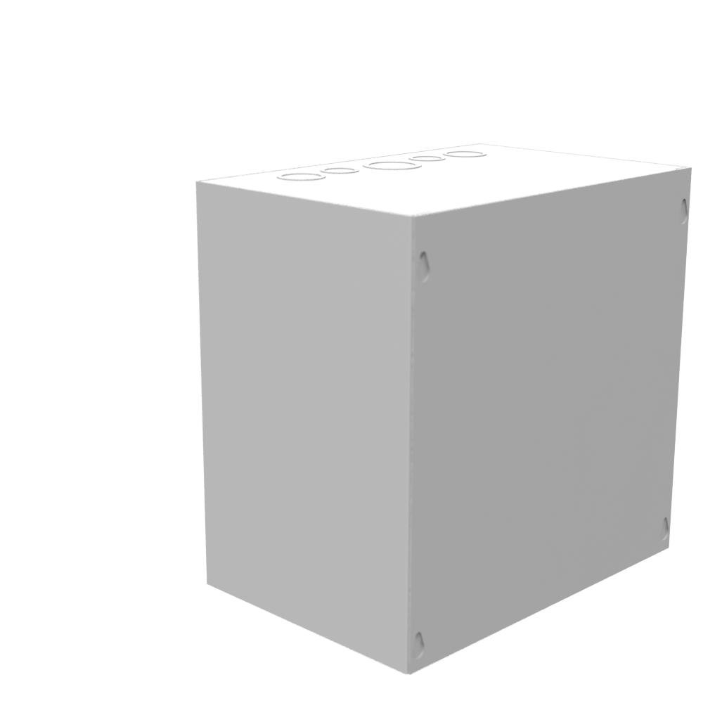 Picture of 12128-SC1 - 12x8x12 Screw Cover Type 1 UL Listed Steel Knockouts ANSI 61 Gray Cover With Teardrop Slots Mounting Holes In Back