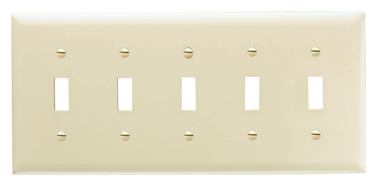 Picture of TP5-W - TradeMaster® 5-Gang Nylon Wall Plate, 5 Toggle Switch Openings, White
