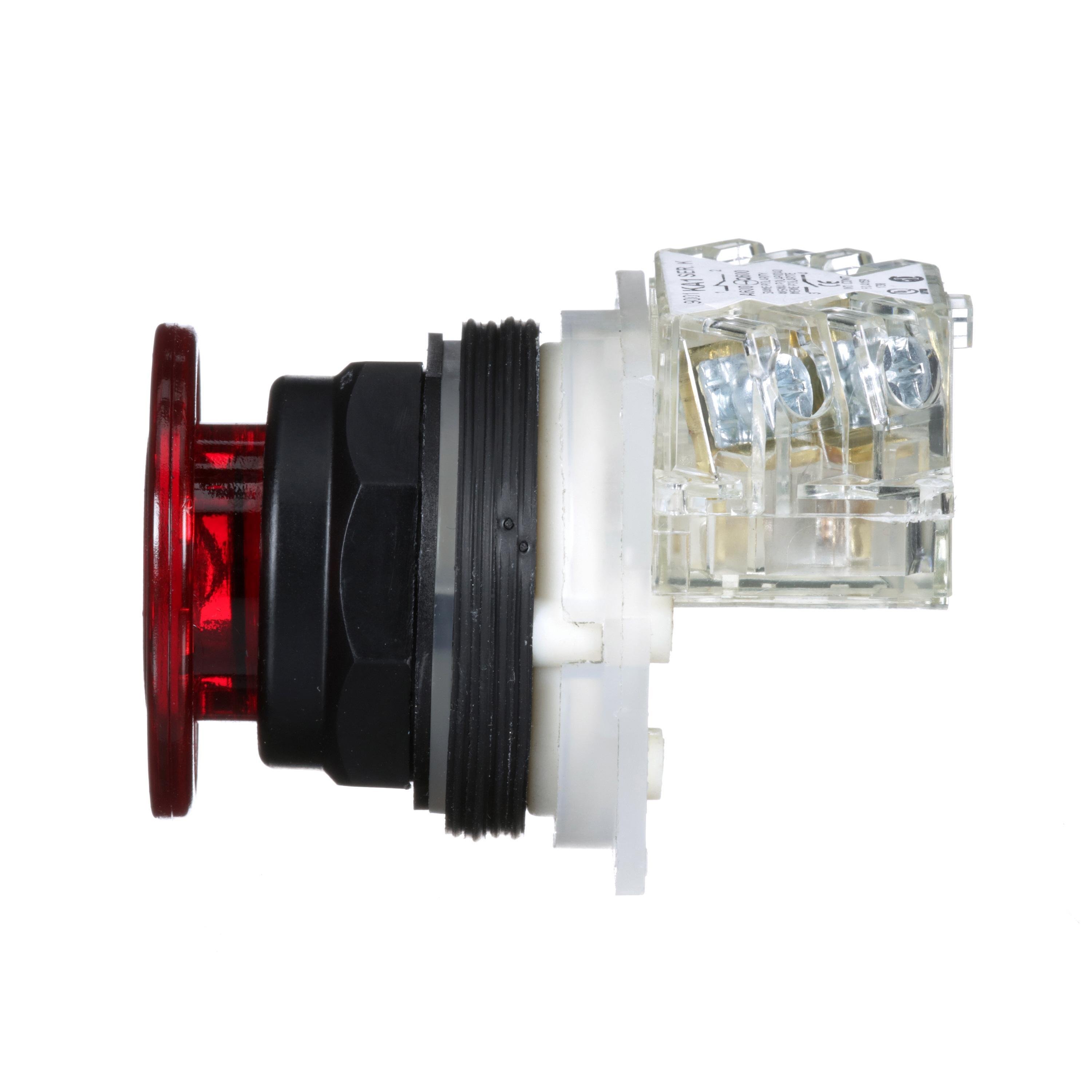 Picture of 9001SKR9RH13 - 30mm Push Button, Type SK, push pull operator, red mushroom cap, 1 NO and 1 NC